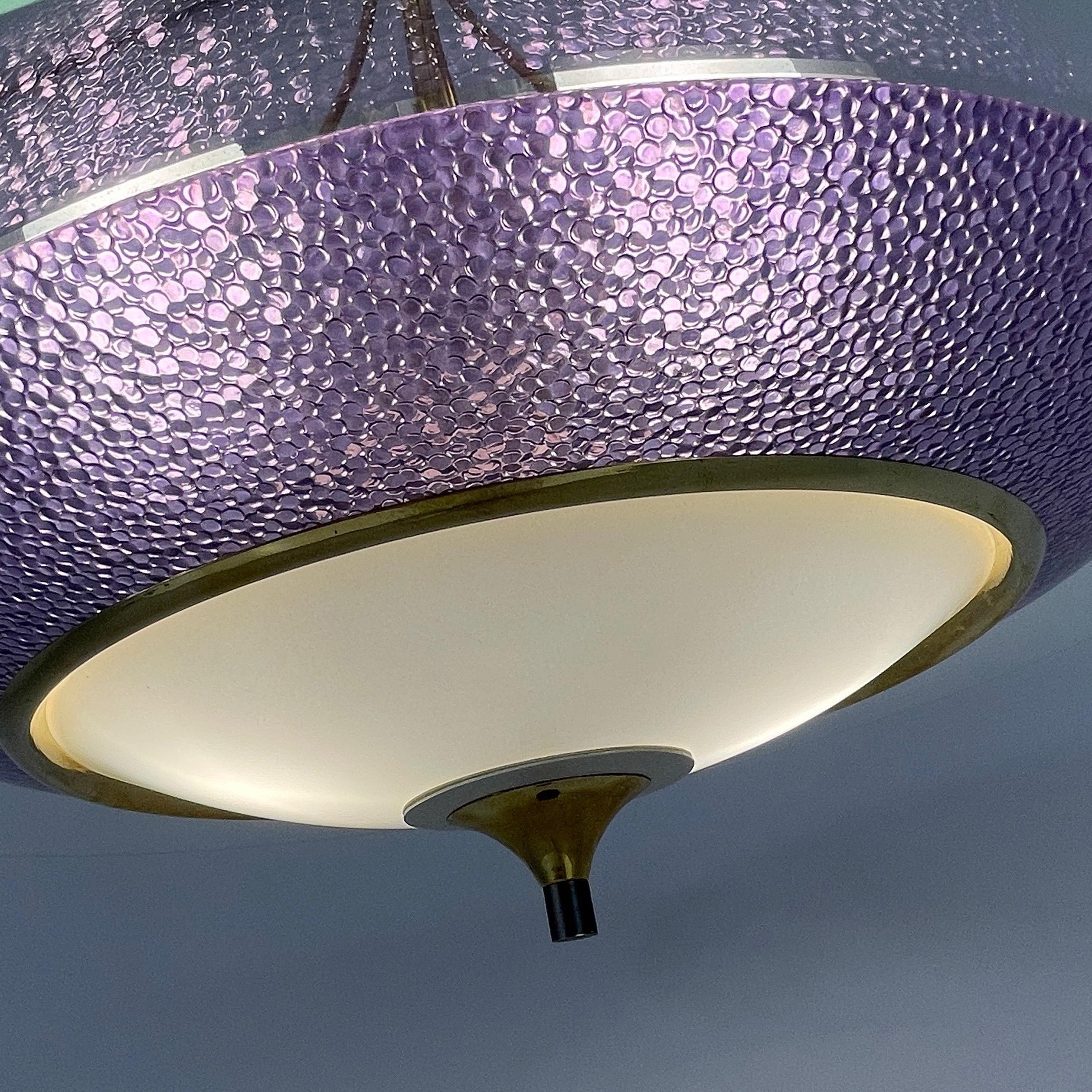 Pietro Chiesa Fontane Arte Style Glass & Brass Chandelier, Italy 1950s For Sale 10