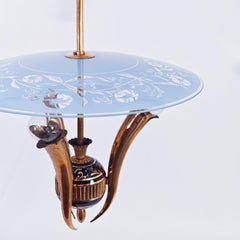 Pietro Chiesa for Fontana Arte. Art Deco brass pendant light, Italy, 1940s