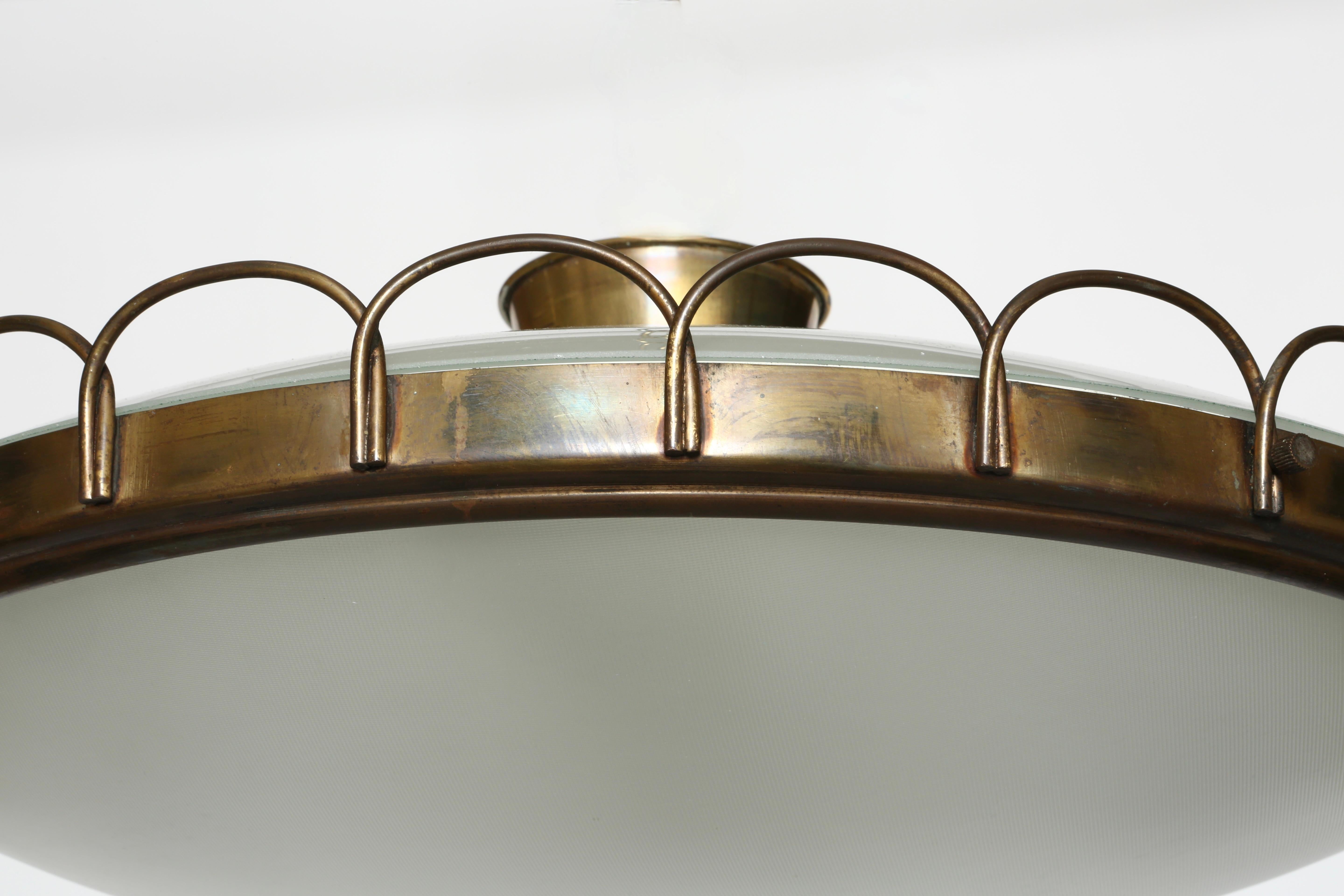 Pietro Chiesa for Fontana Arte attributed flush mount ceiling light In Good Condition In Brooklyn, NY