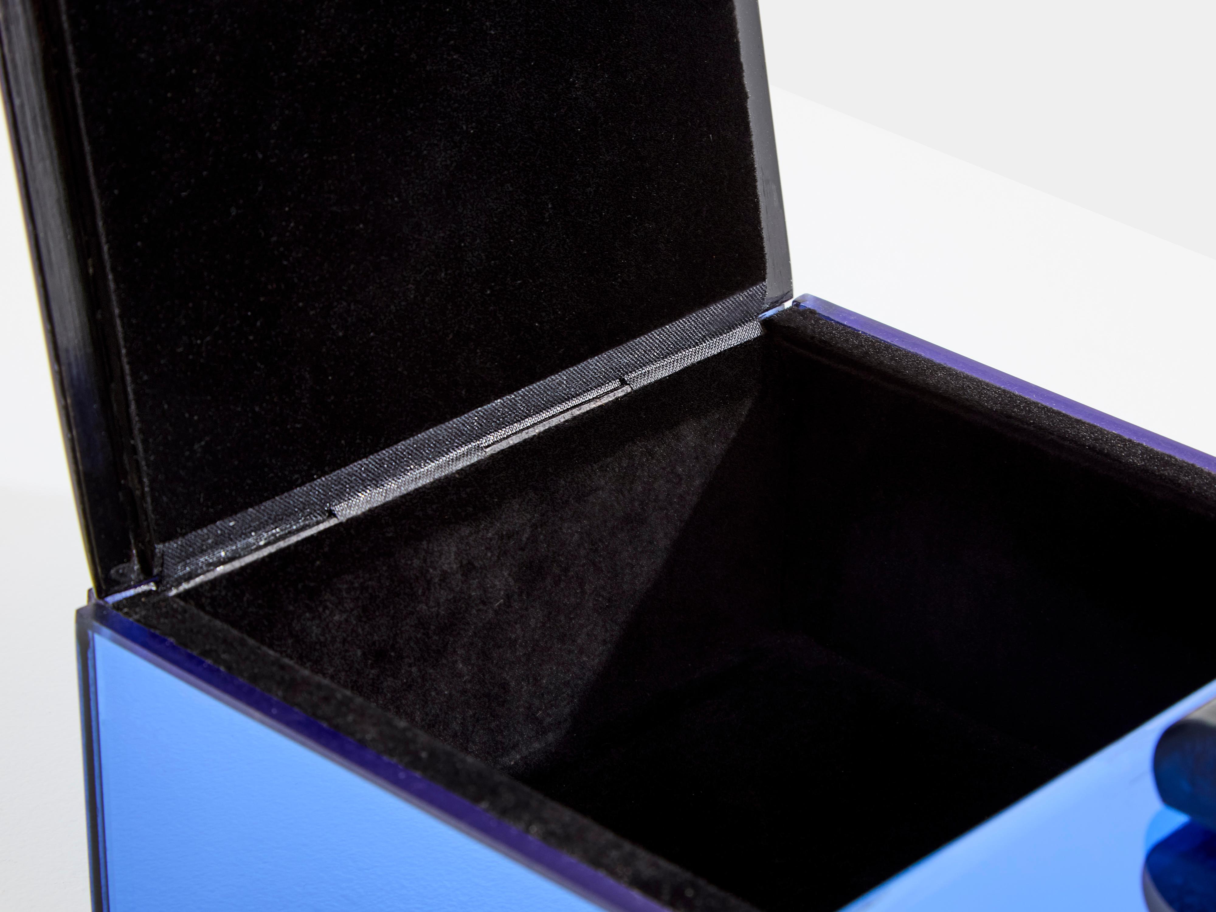 Pietro Chiesa for Fontana Arte blue mirror jewellery box 1940 For Sale 1