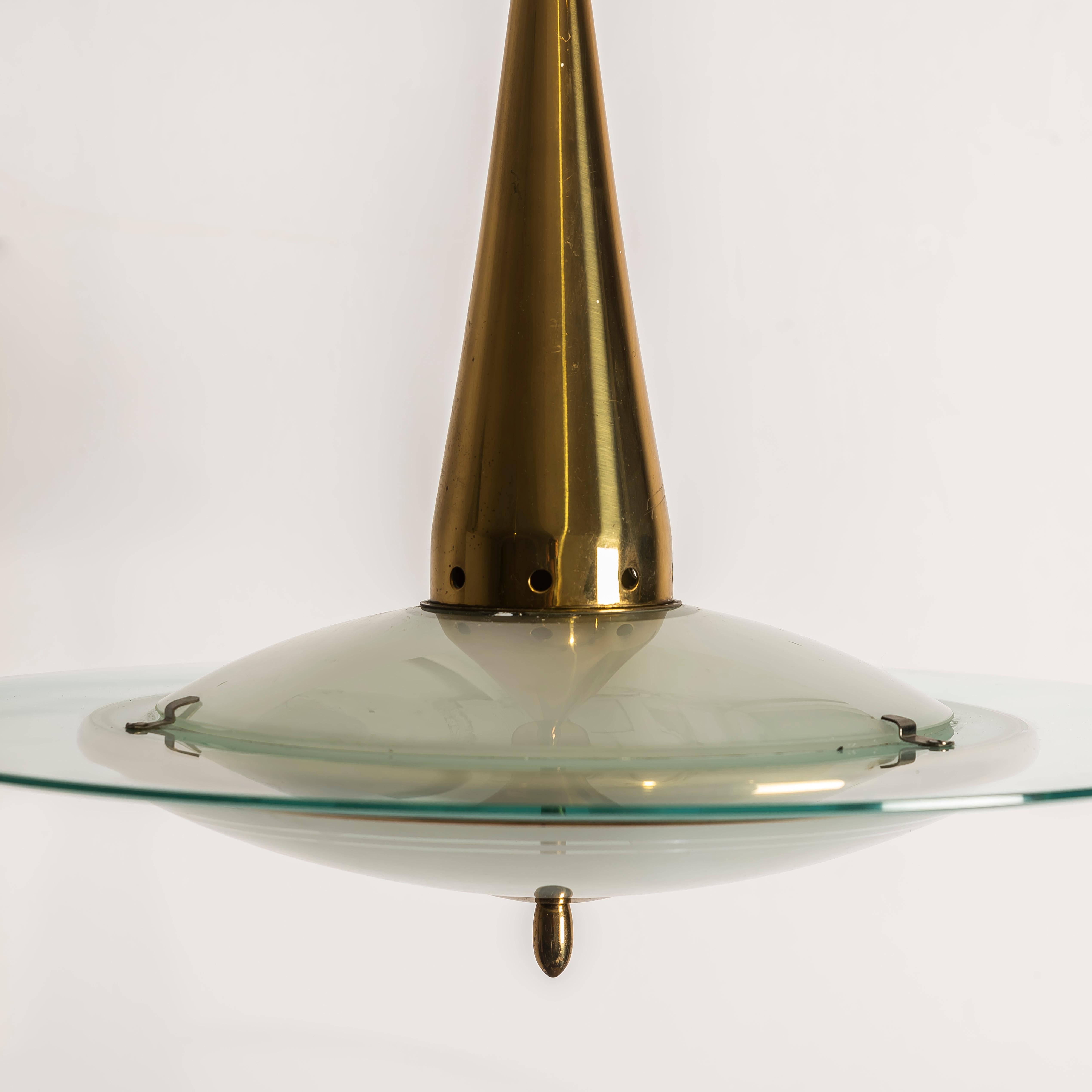 Pietro Chiesa für Fontana Arte Anhänger aus Messing und Glas, um 1940 im Angebot 4