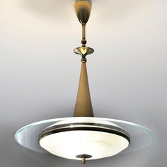 Attributed to Pietro Chiesa for Fontana Arte Brass and Glass Pendant, 1940s