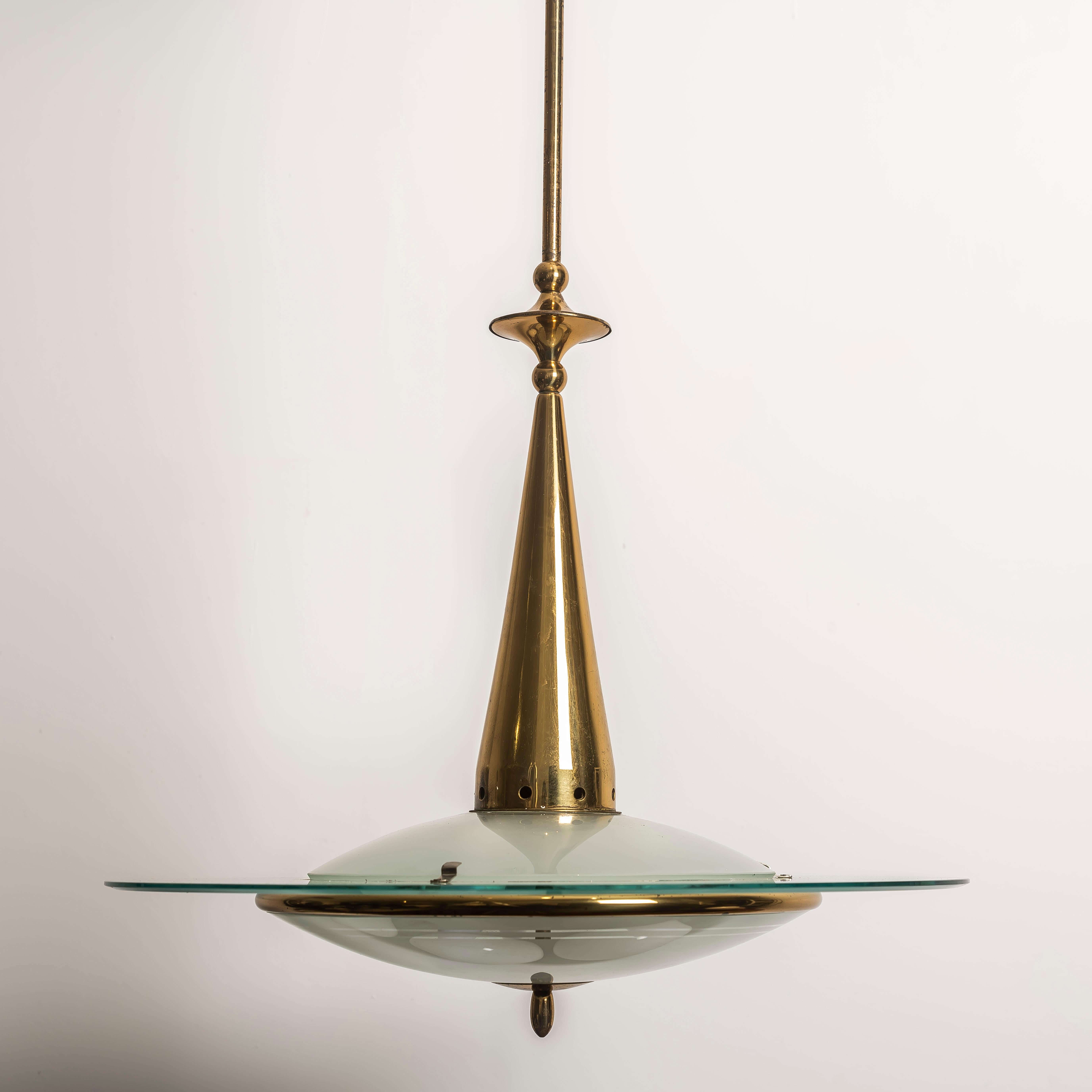 Pietro Chiesa für Fontana Arte Anhänger aus Messing und Glas, um 1940 im Angebot 2