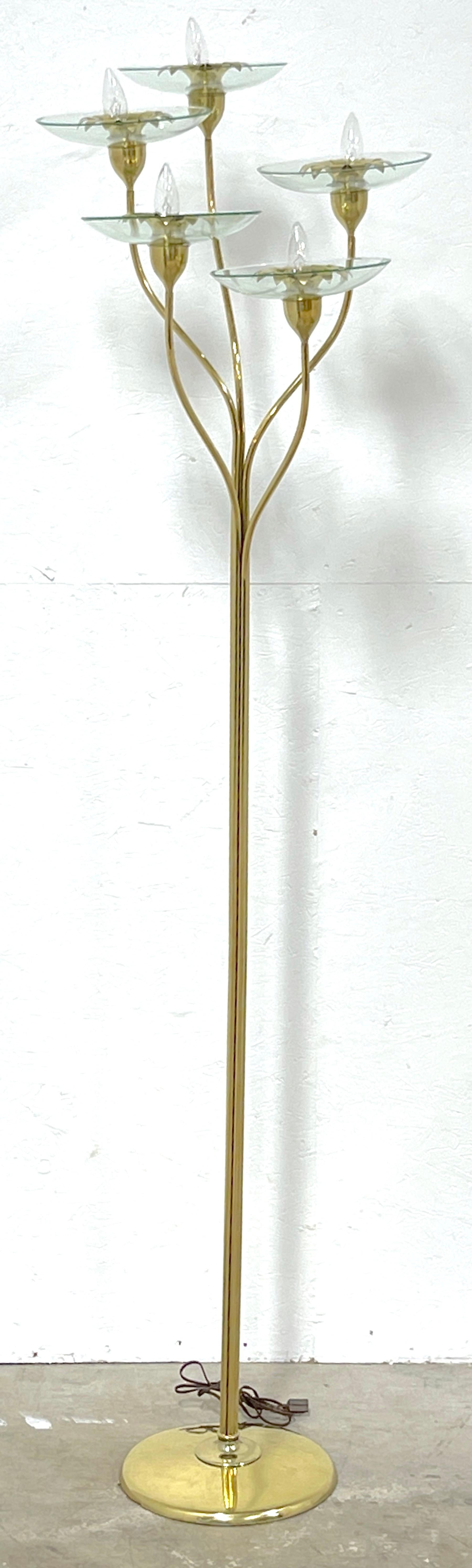 Modern Pietro Chiesa For Fontana Arte Brass & Murano Glass Torchiere For Sale