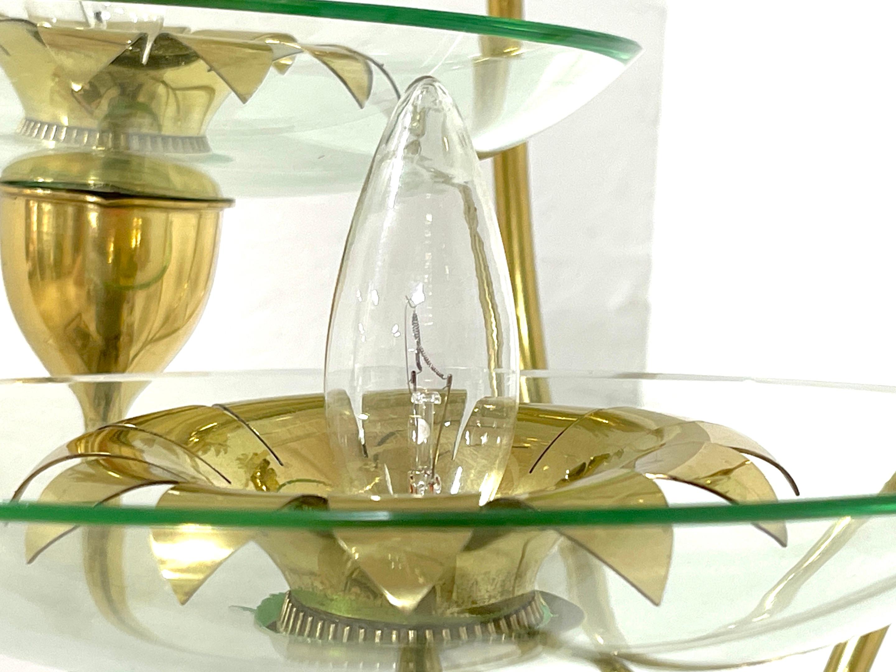 Pietro Chiesa For Fontana Arte Brass & Murano Glass Torchiere For Sale 1