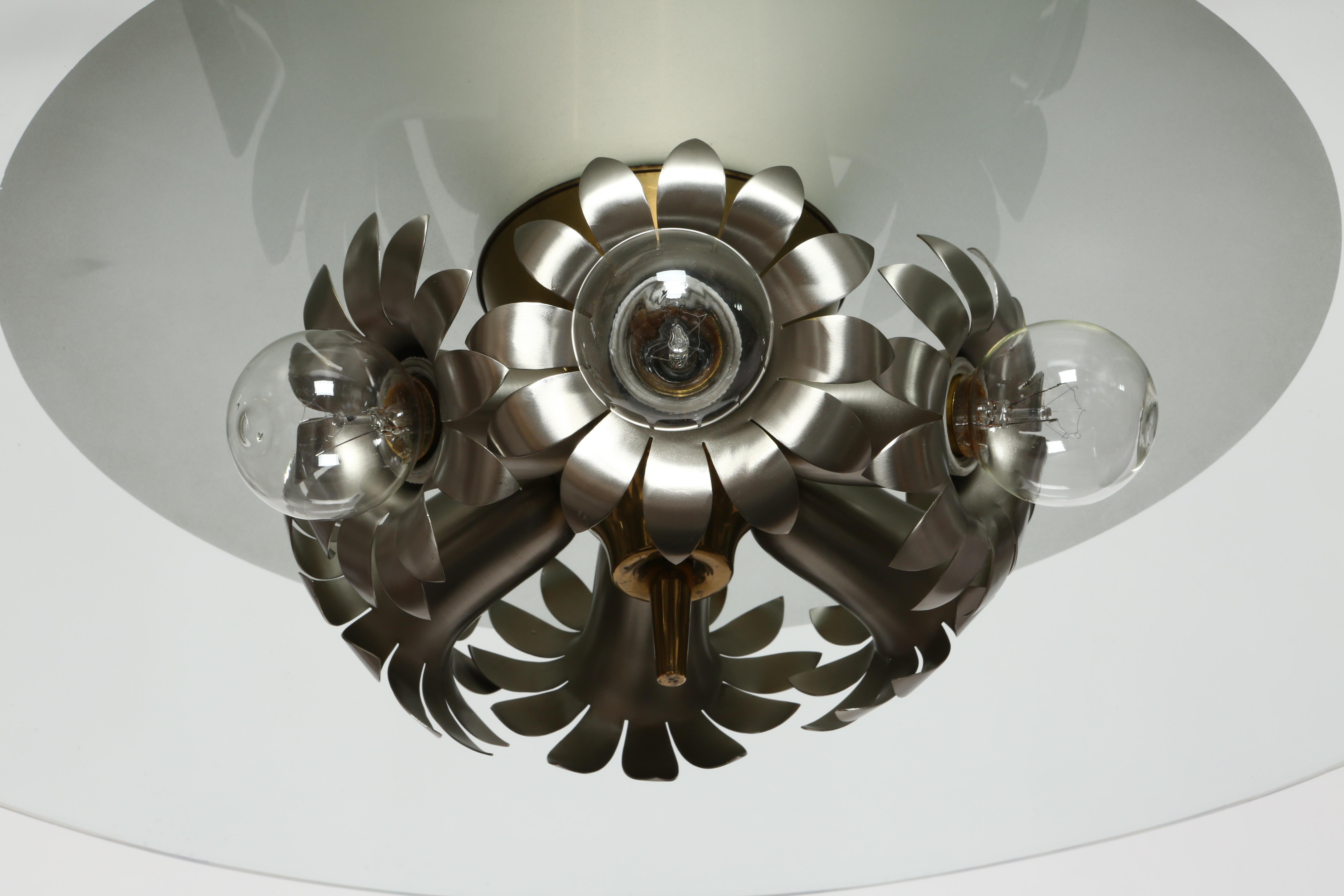 Etched Pietro Chiesa for Fontana Arte ceiling light For Sale
