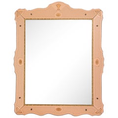 Pietro Chiesa per Fontana Arte Specchio da parete in vetro rosa inciso, circa 1930