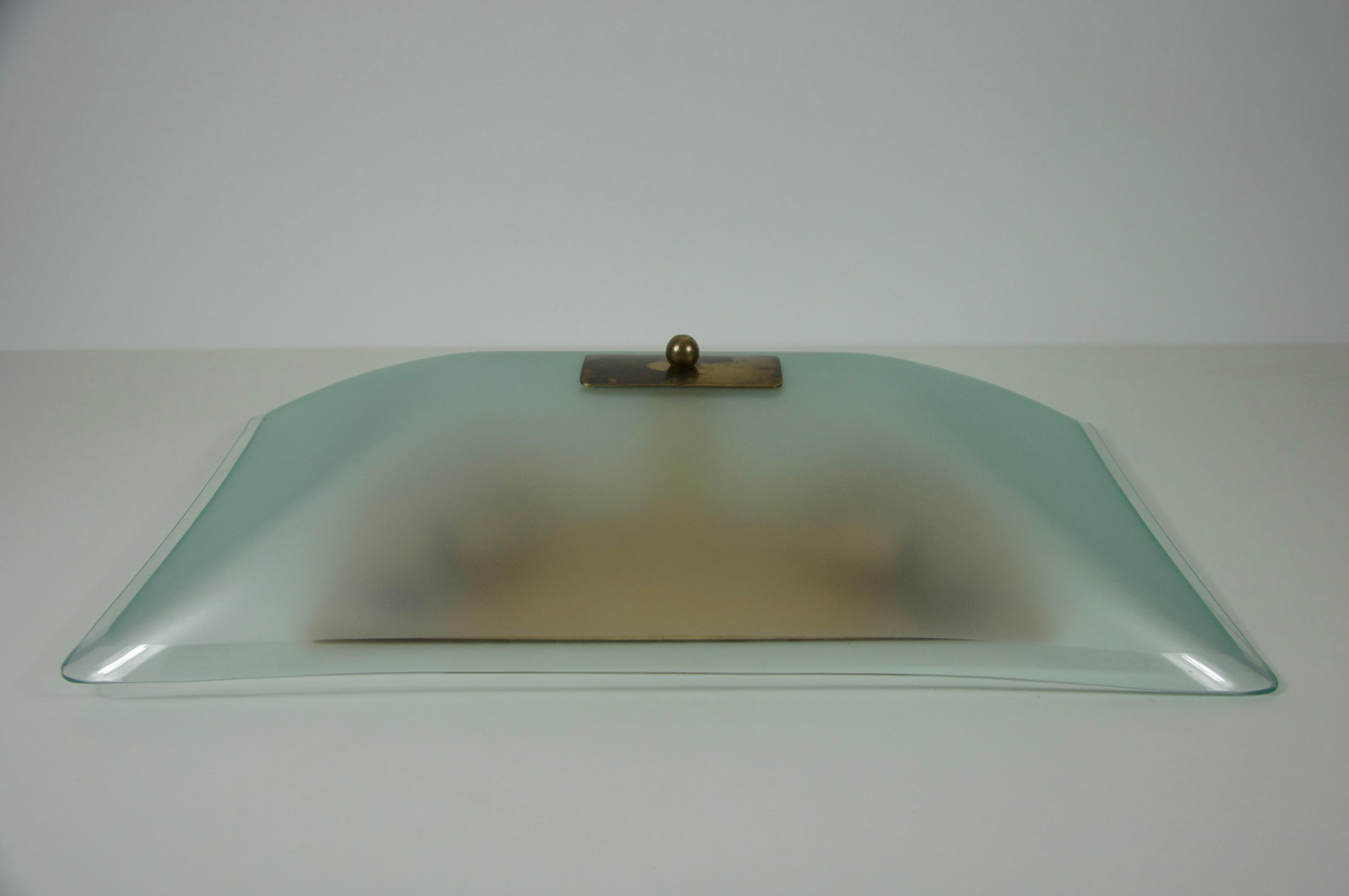 Pietro Chiesa für Fontana Arte Einbaubeleuchtung aus Glas und Messing, 1950er Jahre, Italien im Angebot 5