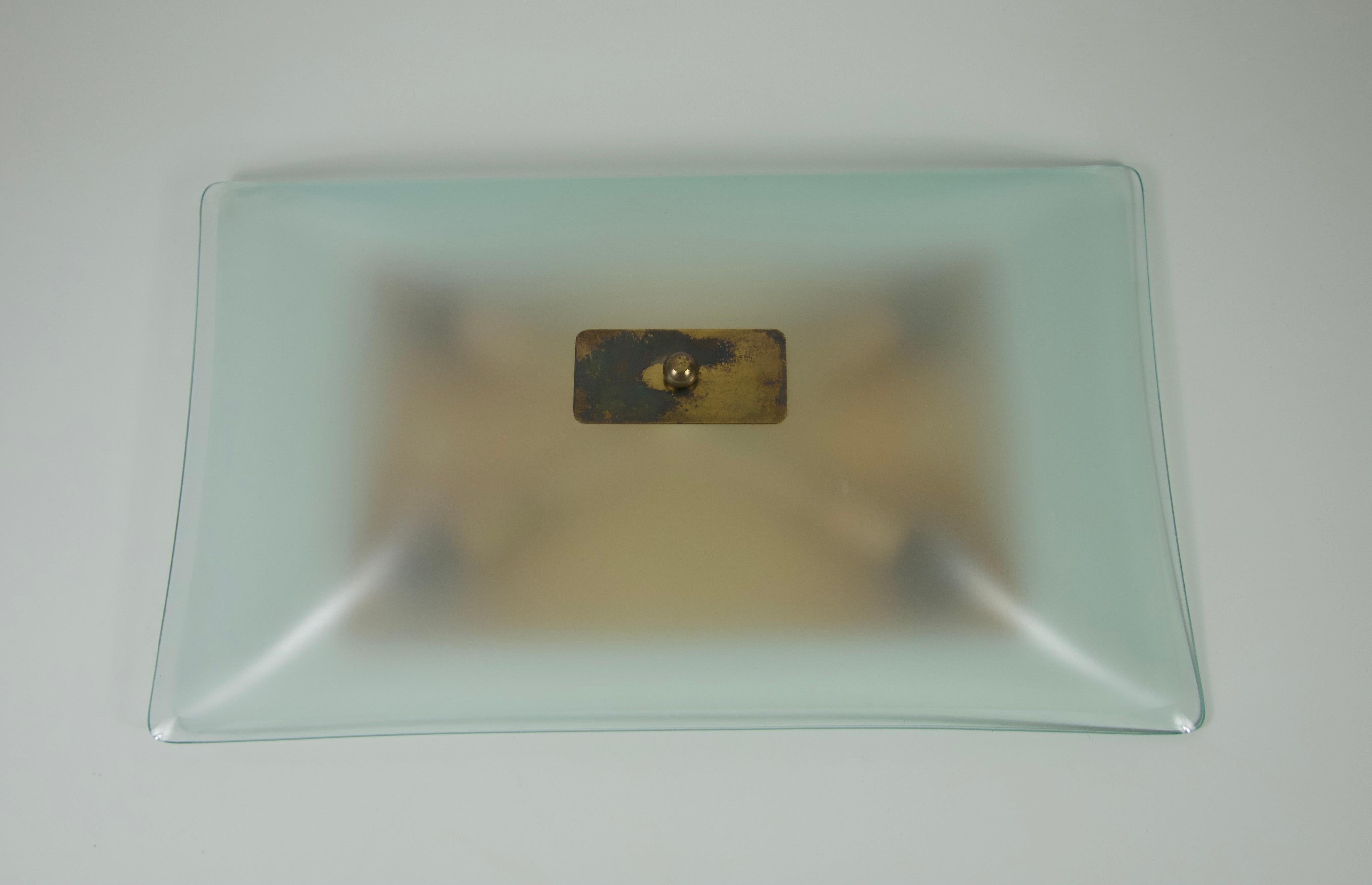 Pietro Chiesa für Fontana Arte Einbaubeleuchtung aus Glas und Messing, 1950er Jahre, Italien (Italienisch) im Angebot