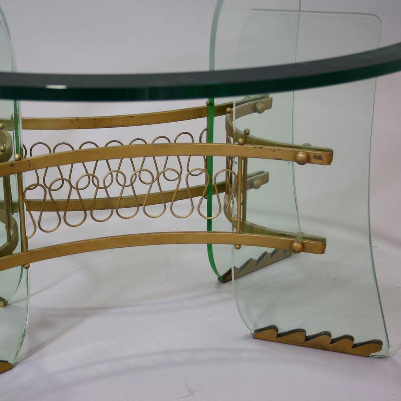 Italian Pietro Chiesa for Fontana Arte Glass and Brass Table Italy 1950 For Sale