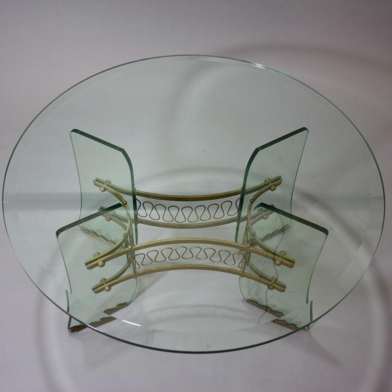 Pietro Chiesa for Fontana Arte Glass and Brass Table Italy 1950 In Good Condition For Sale In Paris, FR