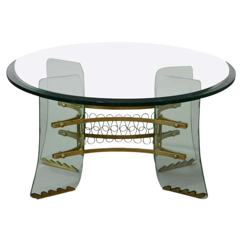 Pietro Chiesa for Fontana Arte Glass and Brass Table Italy 1950 For Sale