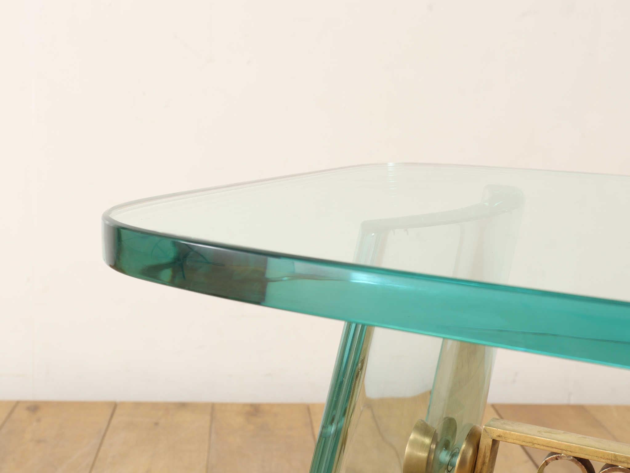 Brass Glass Coffee Table 1940's For Sale