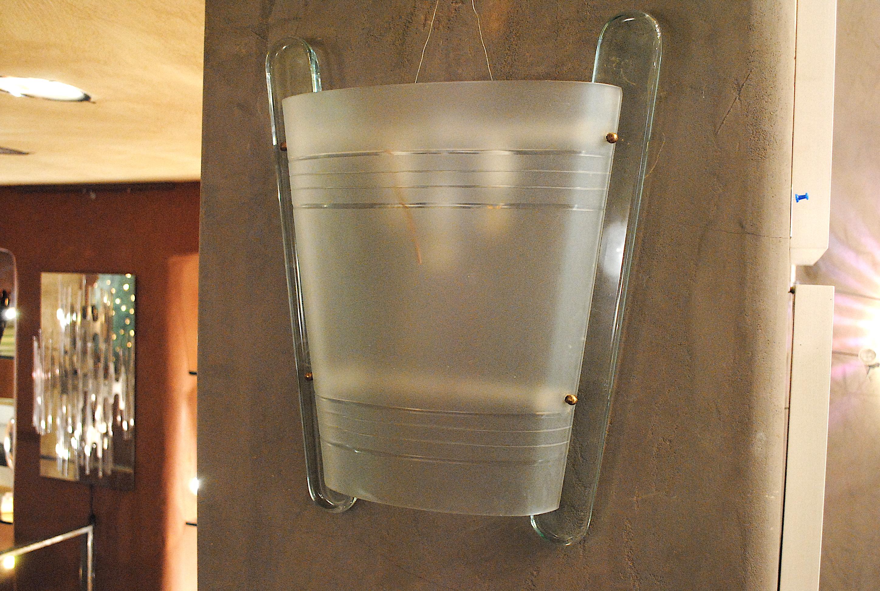 Glass Pietro Chiesa for Fontana Arte Italian Midcentury Sconce in Excellent Condition