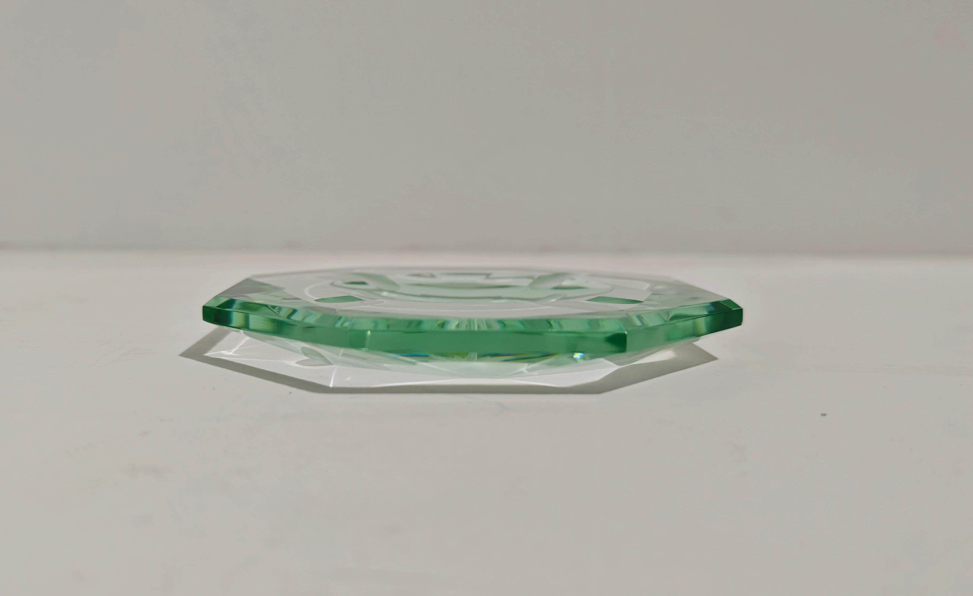 Mid-Century Modern Pietro Chiesa for Fontana Arte Nile Green Glass Ashtray Mid-Century Italy 1950