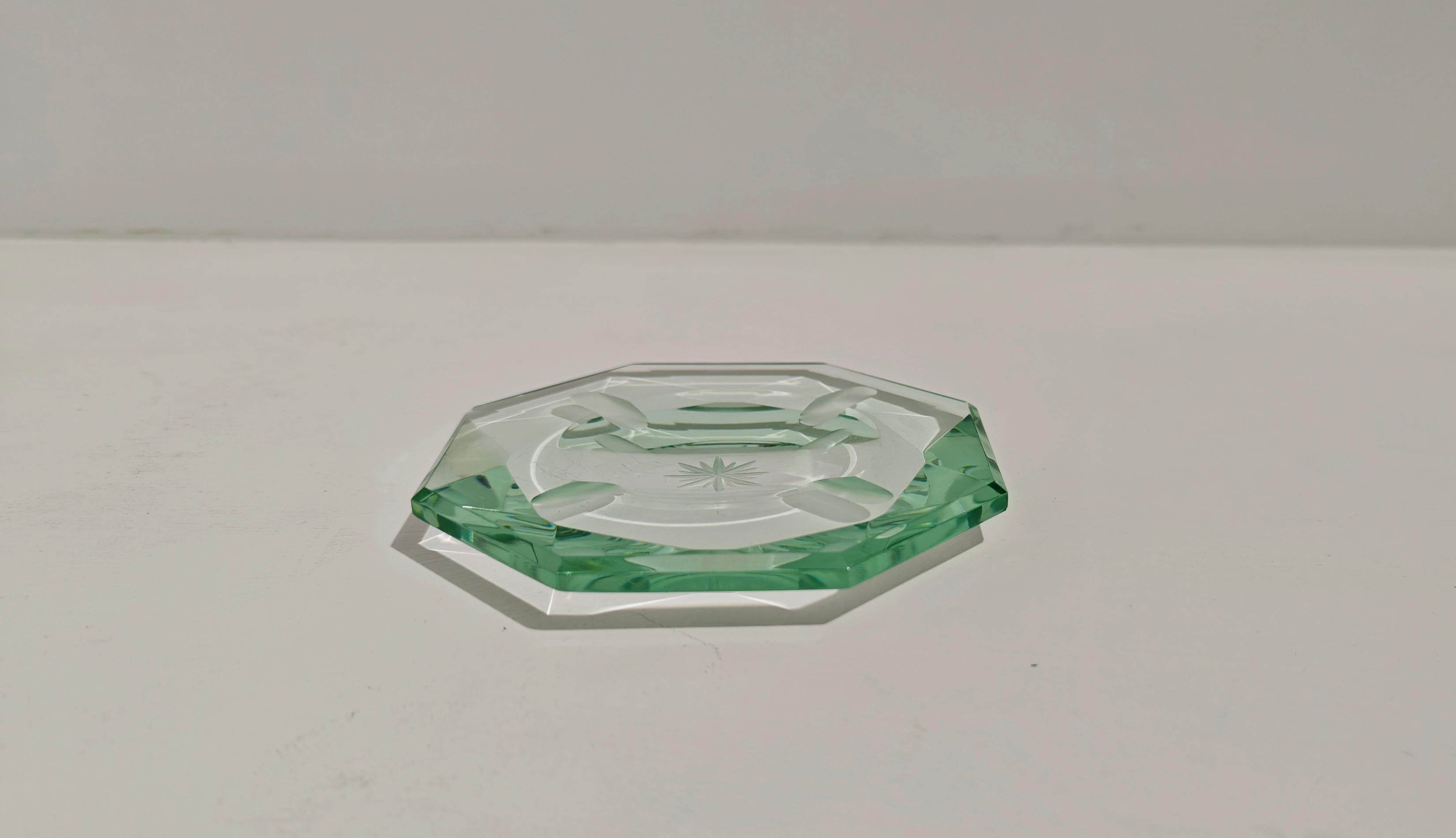 Italian Pietro Chiesa for Fontana Arte Nile Green Glass Ashtray Mid-Century Italy 1950