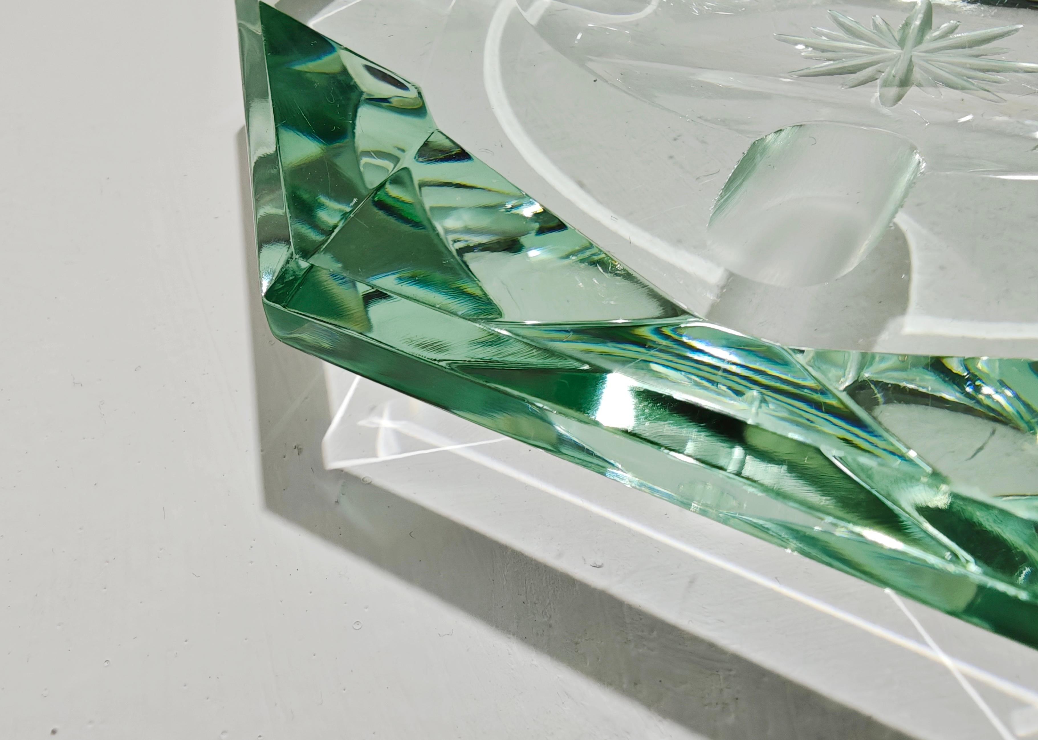 20th Century Pietro Chiesa for Fontana Arte Nile Green Glass Ashtray Mid-Century Italy 1950