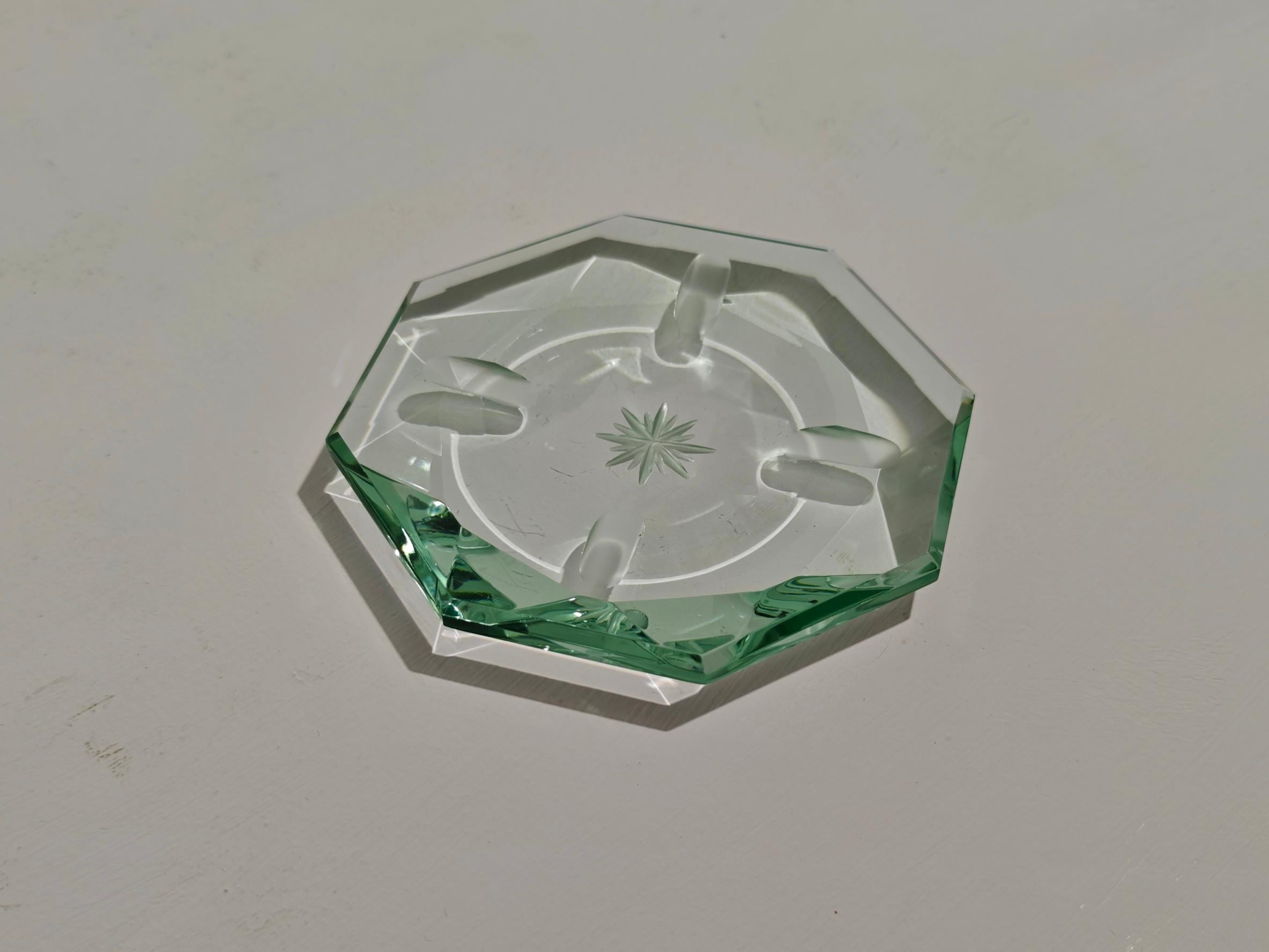 Pietro Chiesa for Fontana Arte Nile Green Glass Ashtray Mid-Century Italy 1950 1