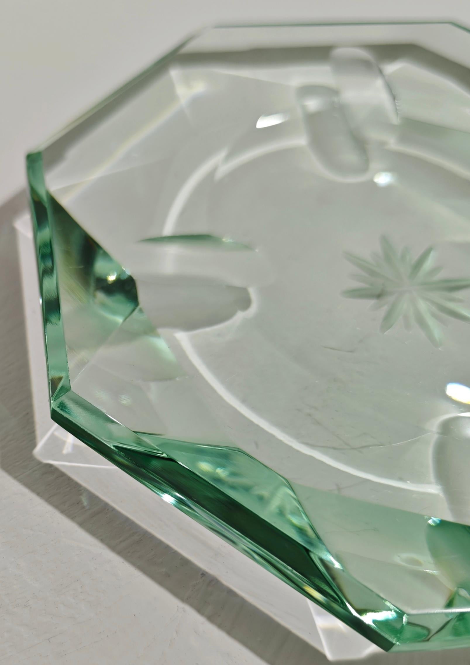 Pietro Chiesa for Fontana Arte Nile Green Glass Ashtray Mid-Century Italy 1950 2