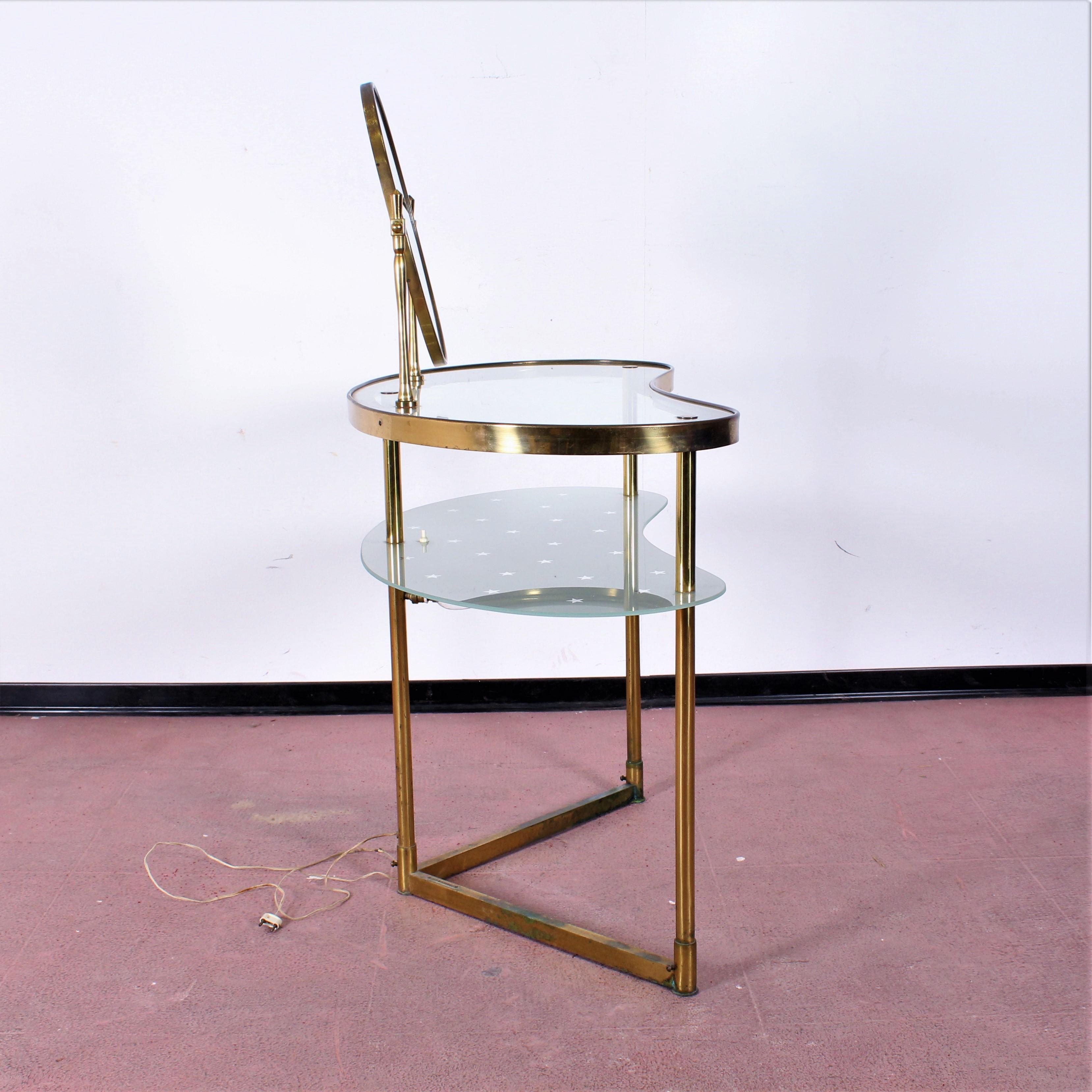 Luigi Brusotti Old Glass and Brass Vanity Console, 1940s, Italy 9