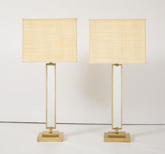 Pietro Chiesa per Fontana Arte Coppia di lampade in vetro e ottone, Italia, anni '30