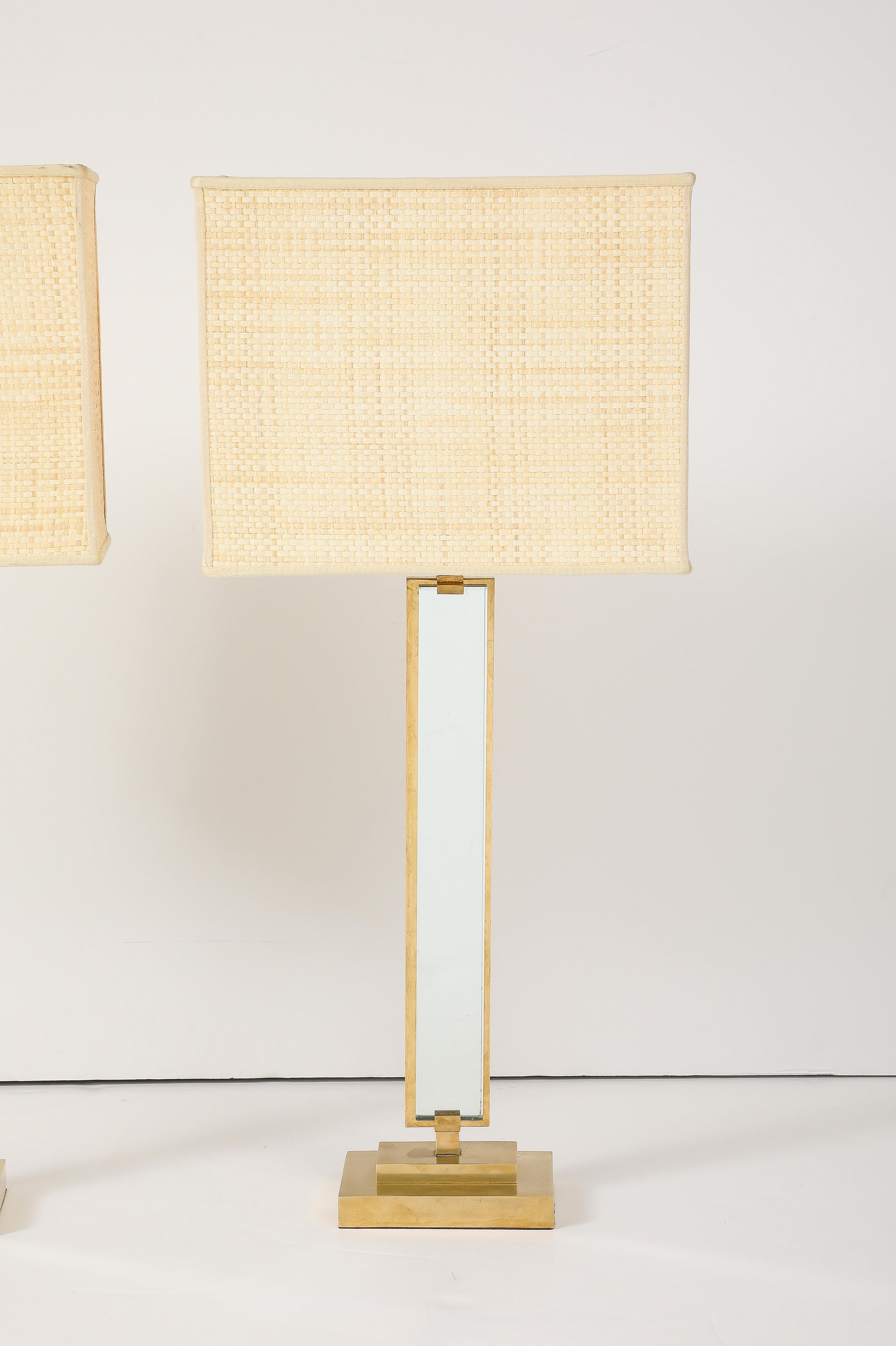 Italian Pietro Chiesa for Fontana Arte Pair of Glass and Brass Lamps, Italy, 1930's For Sale