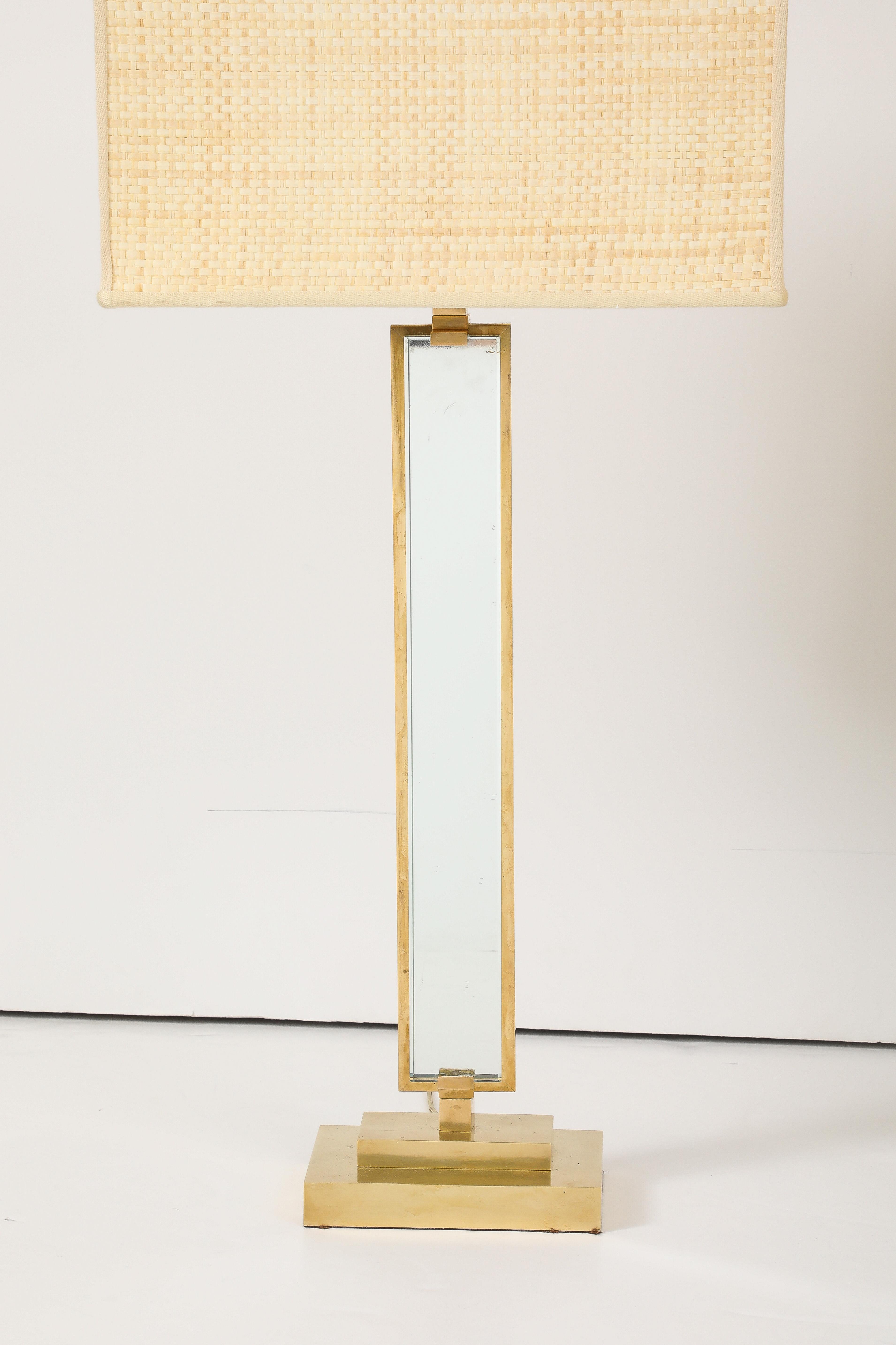 Mid-20th Century Pietro Chiesa for Fontana Arte Pair of Glass and Brass Lamps, Italy, 1930's For Sale