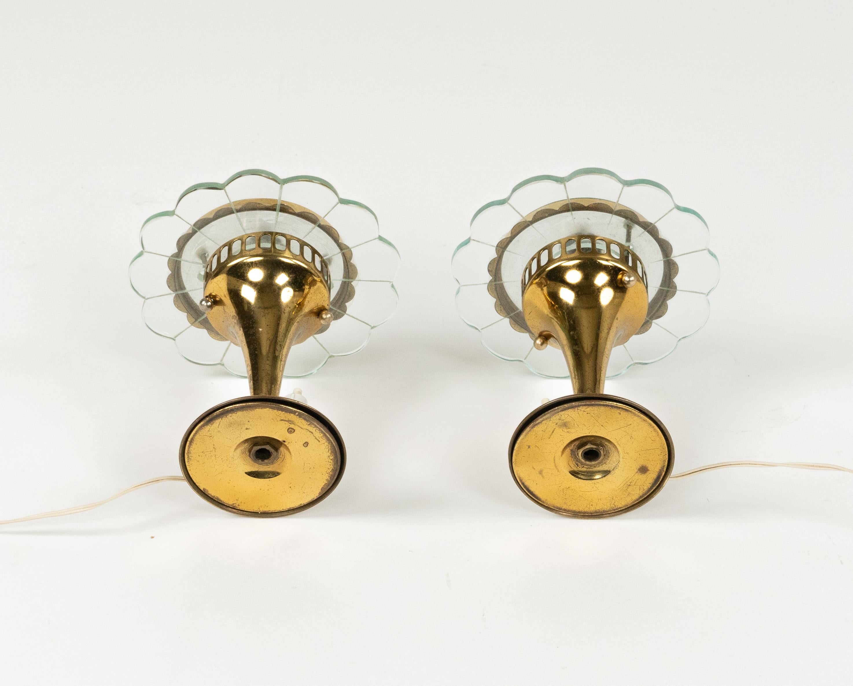 Pietro Chiesa für Fontana Arte, Paar Tischlampen aus Messing und Glas, Italien 1950er Jahre im Angebot 6