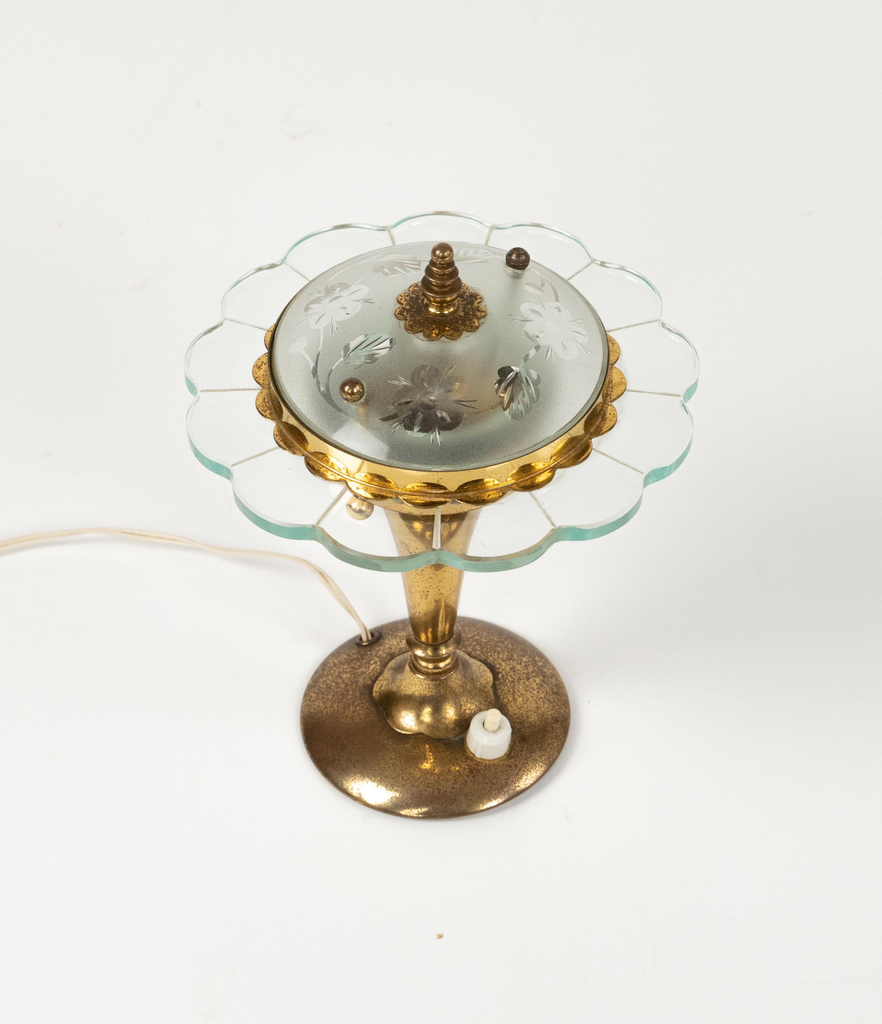 Pietro Chiesa für Fontana Arte, Paar Tischlampen aus Messing und Glas, Italien 1950er Jahre im Angebot 2