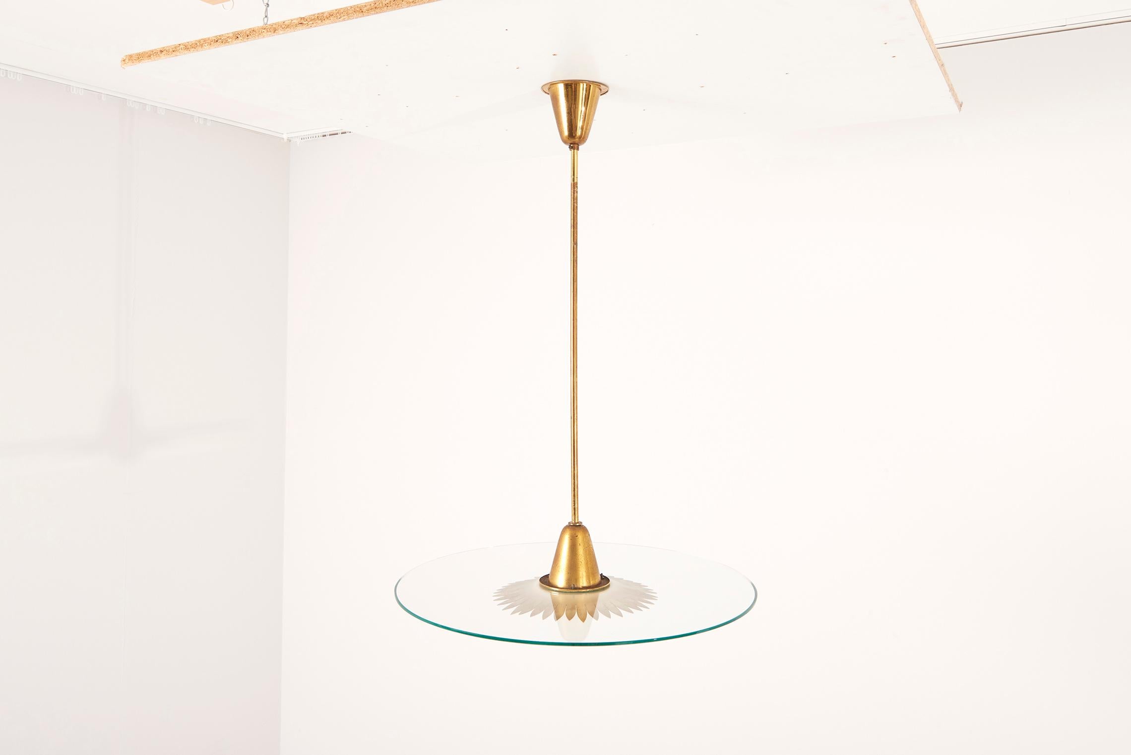Metal Pietro Chiesa for Fontana Arte Pendant Lamp, Italy 1950s