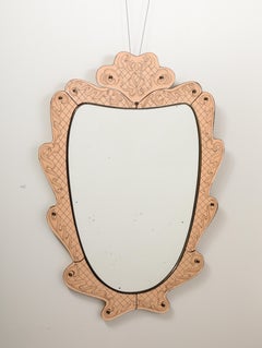 Pietro Chiesa for Fontana Arte Pink Glass and Crystal Mirror, circa 1930