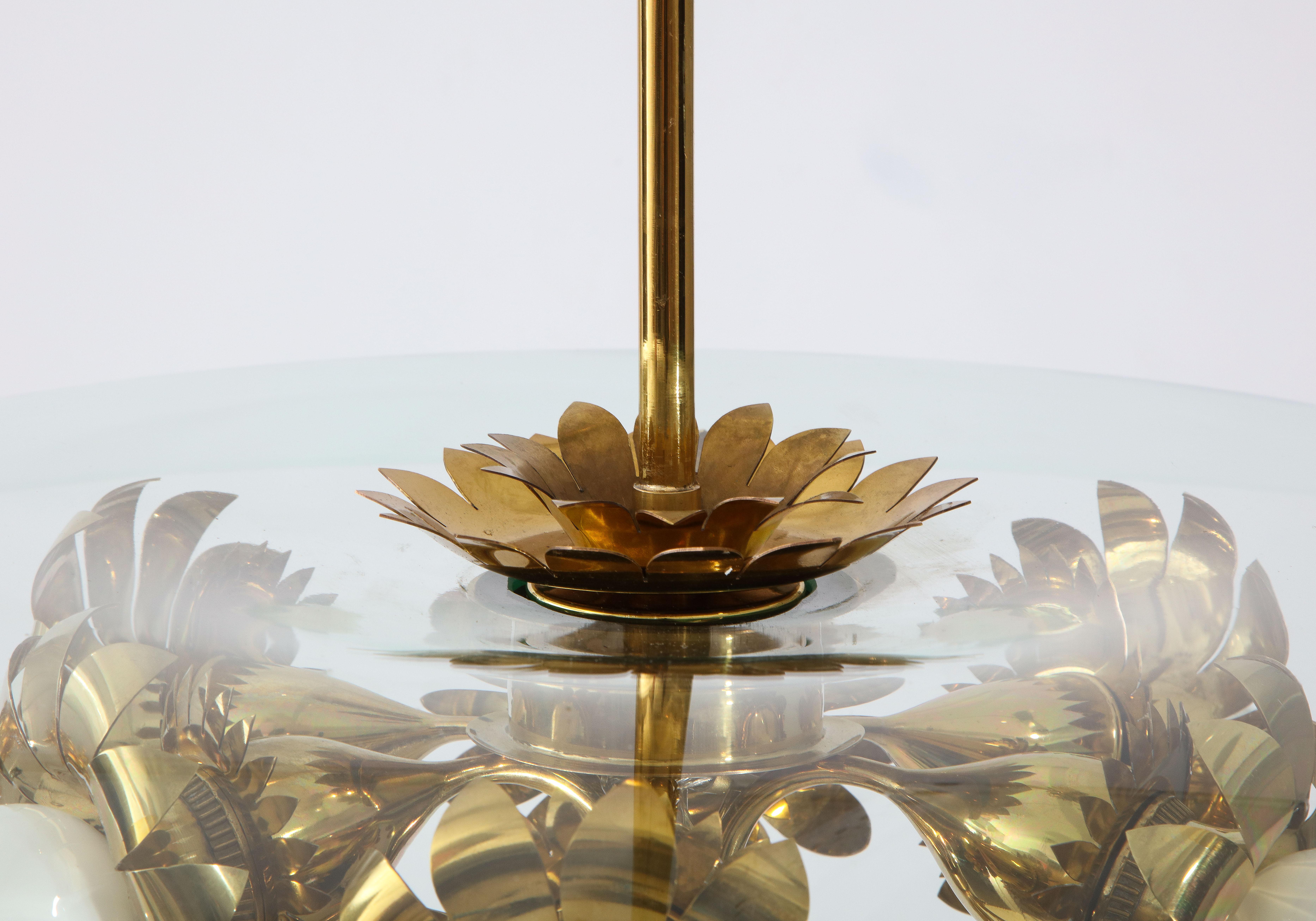 Brass Pietro Chiesa for Fontana Arte Rare Chandelier, 1940s For Sale