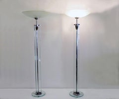 Pietro Chiesa for Fontana Arte rare pair of crystal floor lamps, 1930s