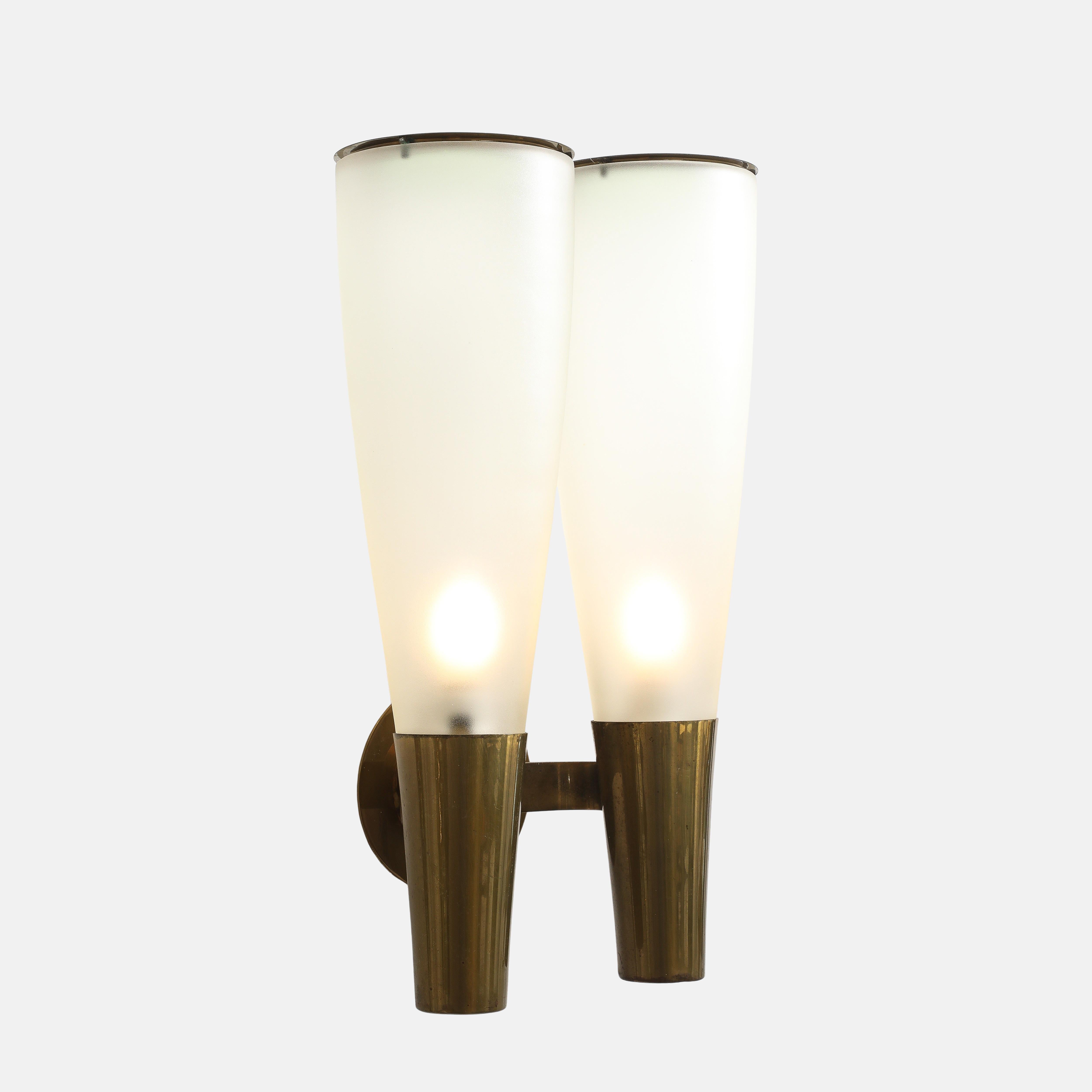 Mid-Century Modern Pietro Chiesa for Fontana Arte Rare Pair of Large Sconces Model 1537, 1940s For Sale