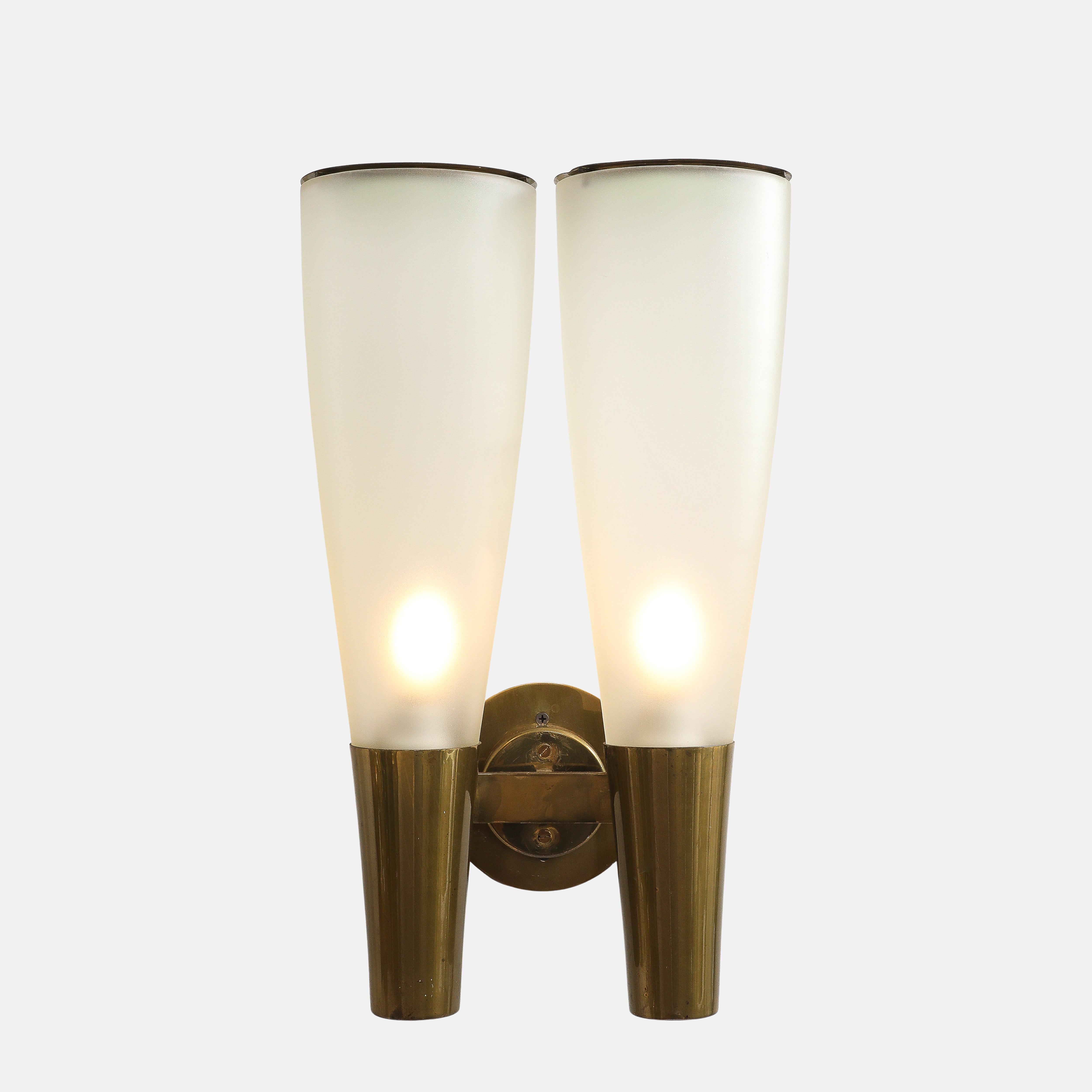 Italian Pietro Chiesa for Fontana Arte Rare Pair of Large Sconces Model 1537, 1940s For Sale