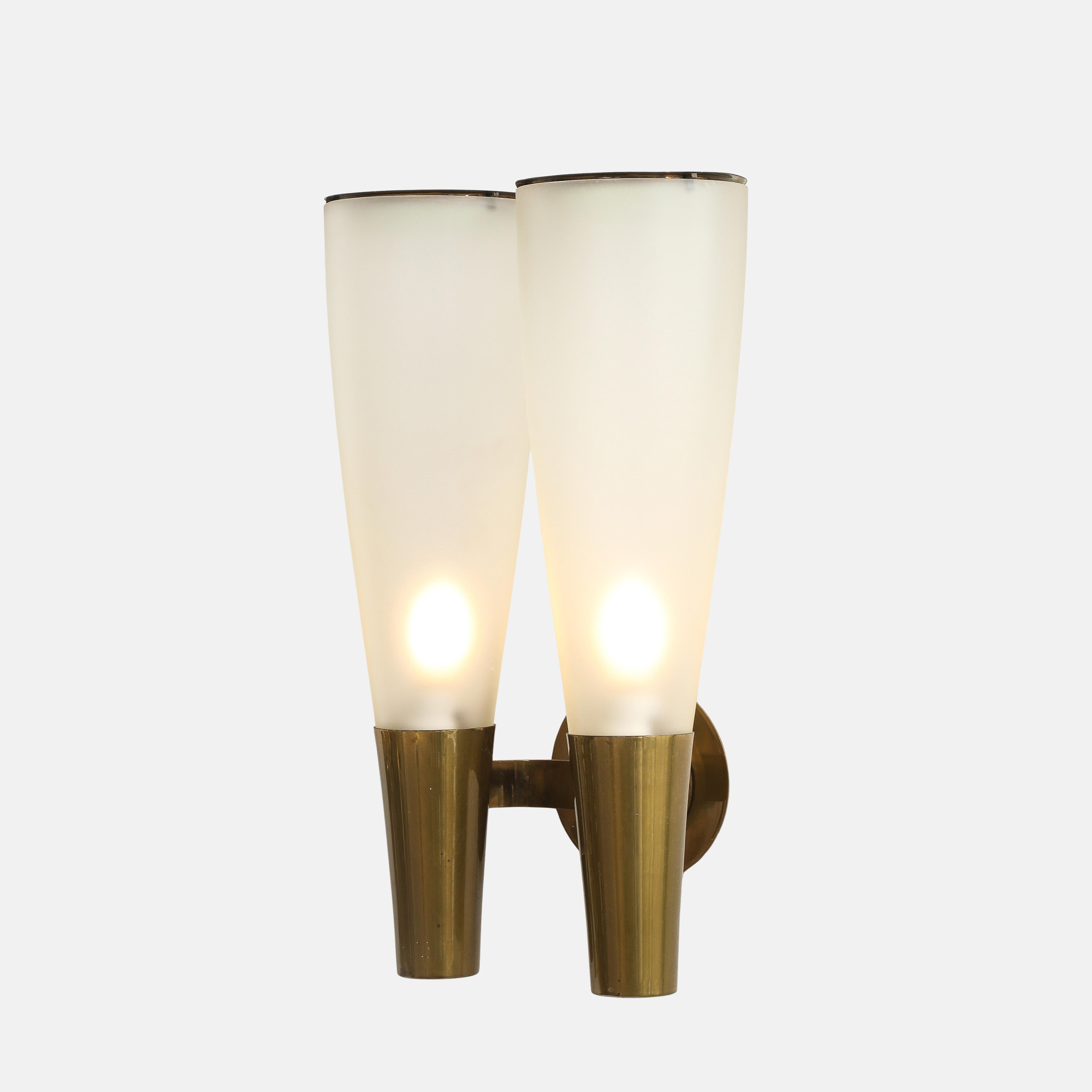 Pietro Chiesa for Fontana Arte Rare Pair of Large Sconces Model 1537, 1940s In Good Condition For Sale In New York, NY