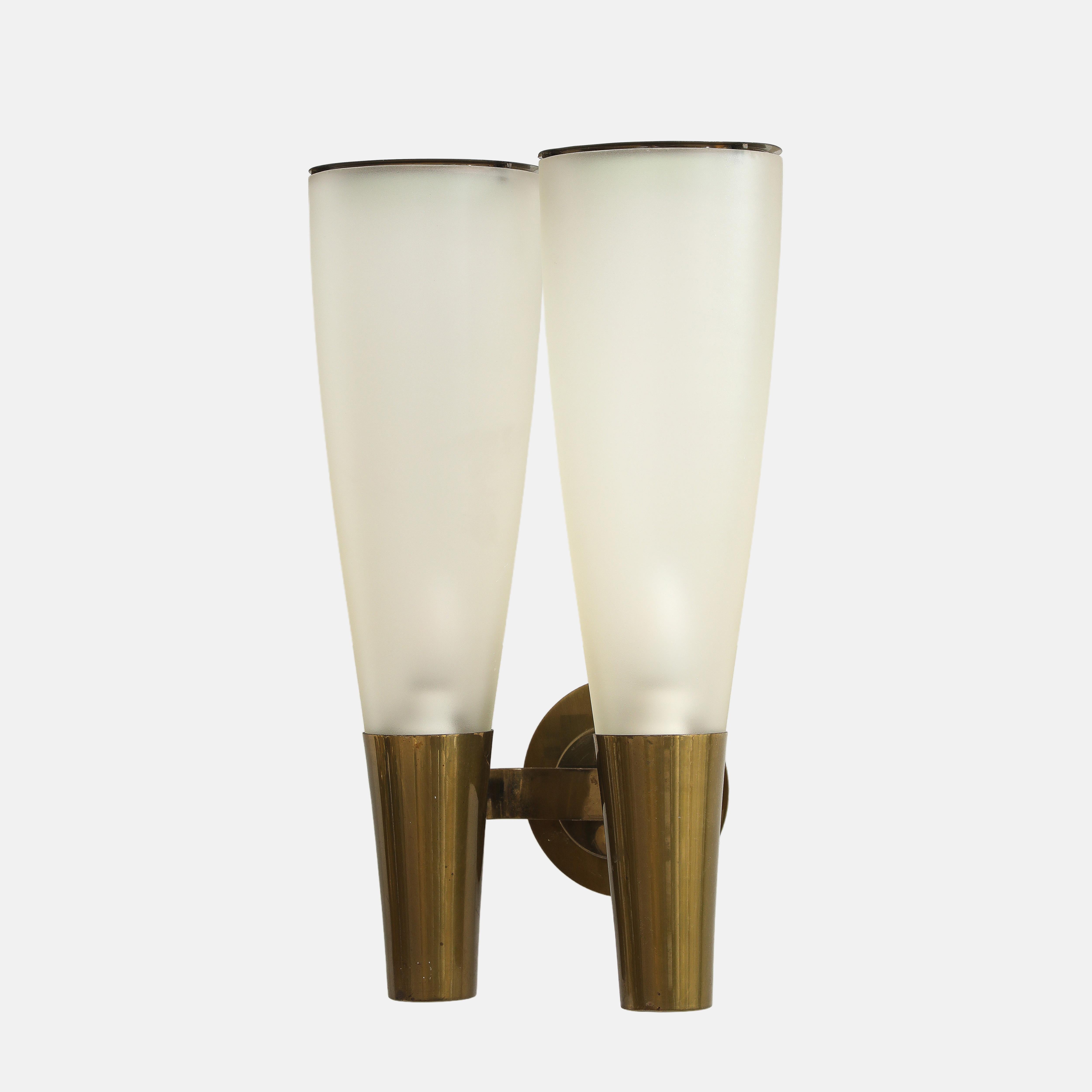 Pietro Chiesa for Fontana Arte Rare Pair of Large Sconces Model 1537, 1940s For Sale 2