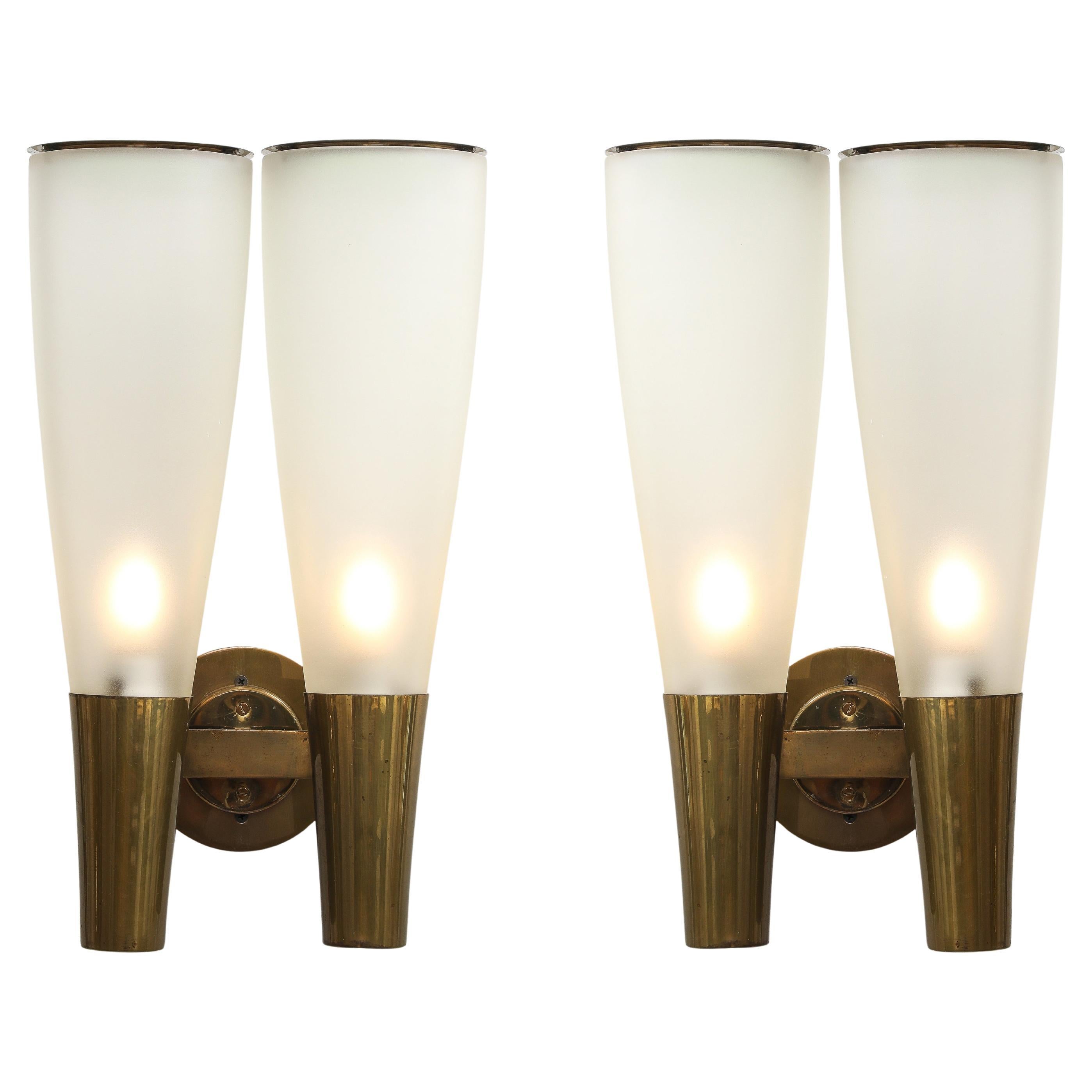 Pietro Chiesa for Fontana Arte Rare Pair of Large Sconces Model 1537, 1940s For Sale