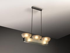 Pietro Chiesa pour Fontana Arte : suspension « Rare » en verre cristal et laiton nickelé