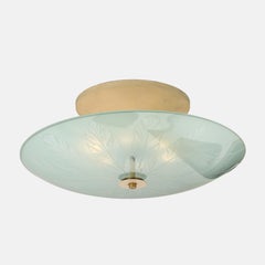 Pietro Chiesa for Fontana Arte Semi-Flush Mount Etched Glass Ceiling Light 1930s