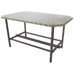 Pietro Chiesa for Fontana Arte Scaloped Glass Slab and Metal Coffee Side Table