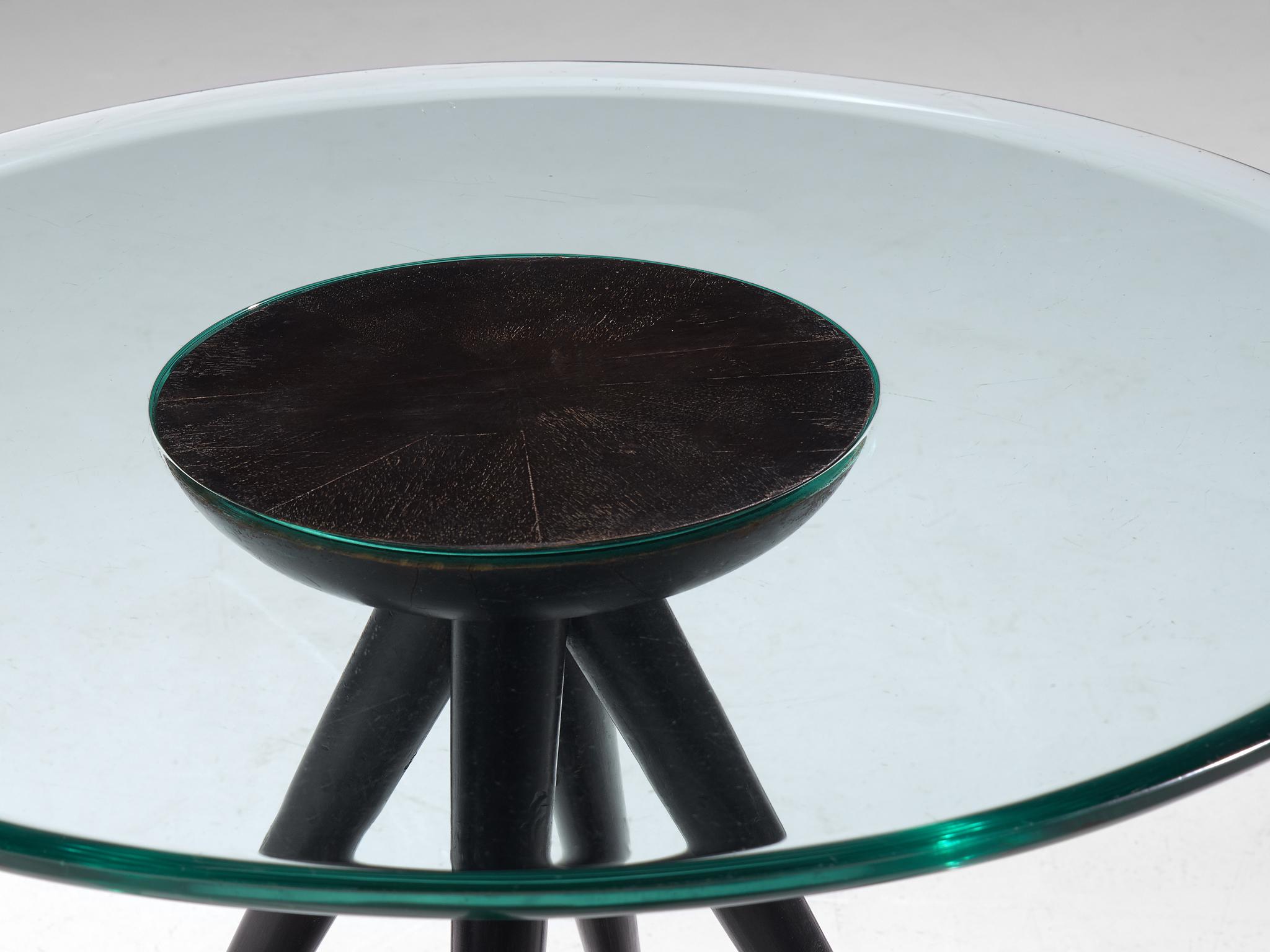 Mid-Century Modern Pietro Chiesa for Fontana Arte Side Table in Glass and Ebonized Wood