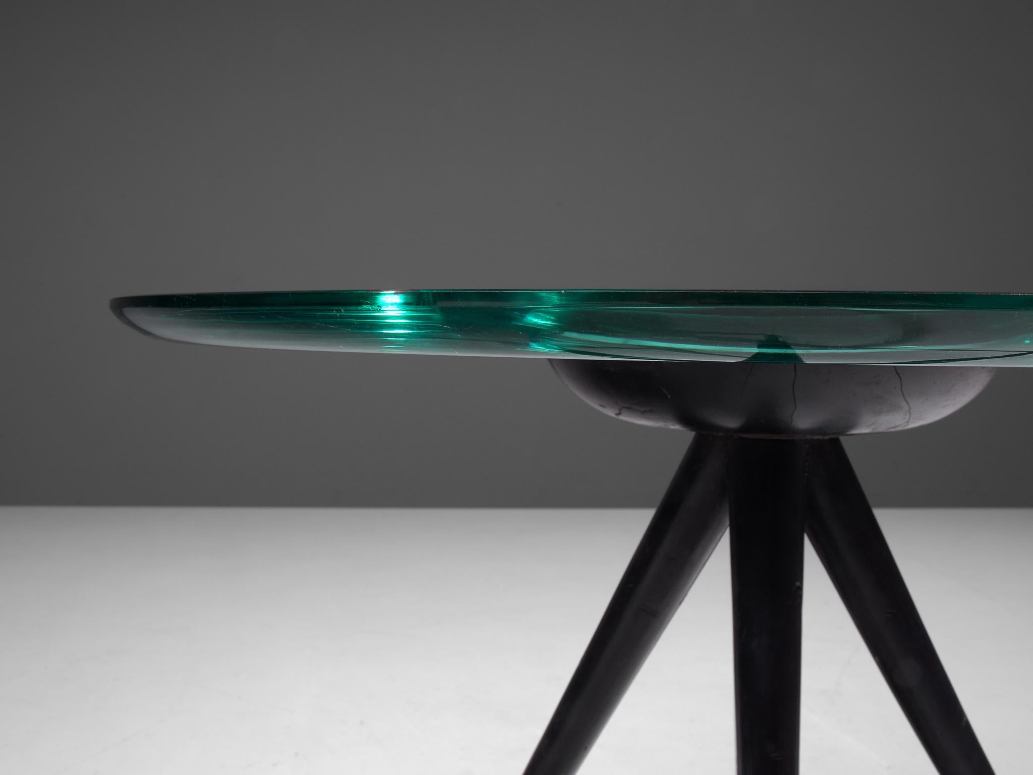 Pietro Chiesa for Fontana Arte Side Table in Glass and Ebonized Wood In Good Condition In Waalwijk, NL