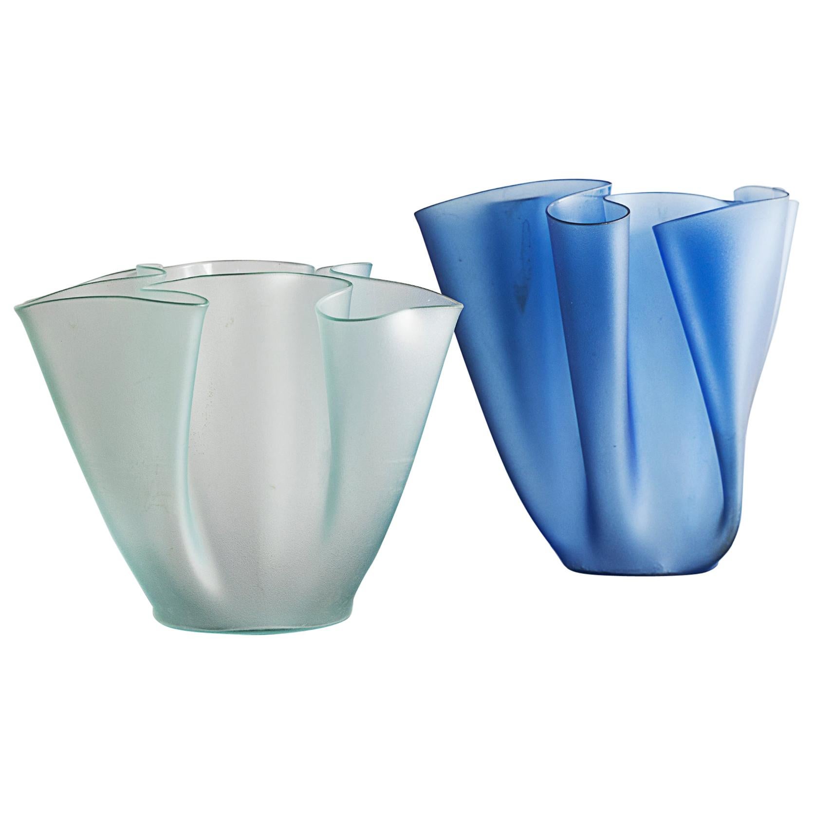 Pietro Chiesa for Fontana Arte Two "Cartoccio" Glass Vases Designed in 1935