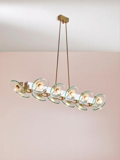 Pietro Chiesa Lampadario in vetro e ottone a 12 luci, Fontana Arte, anni '40