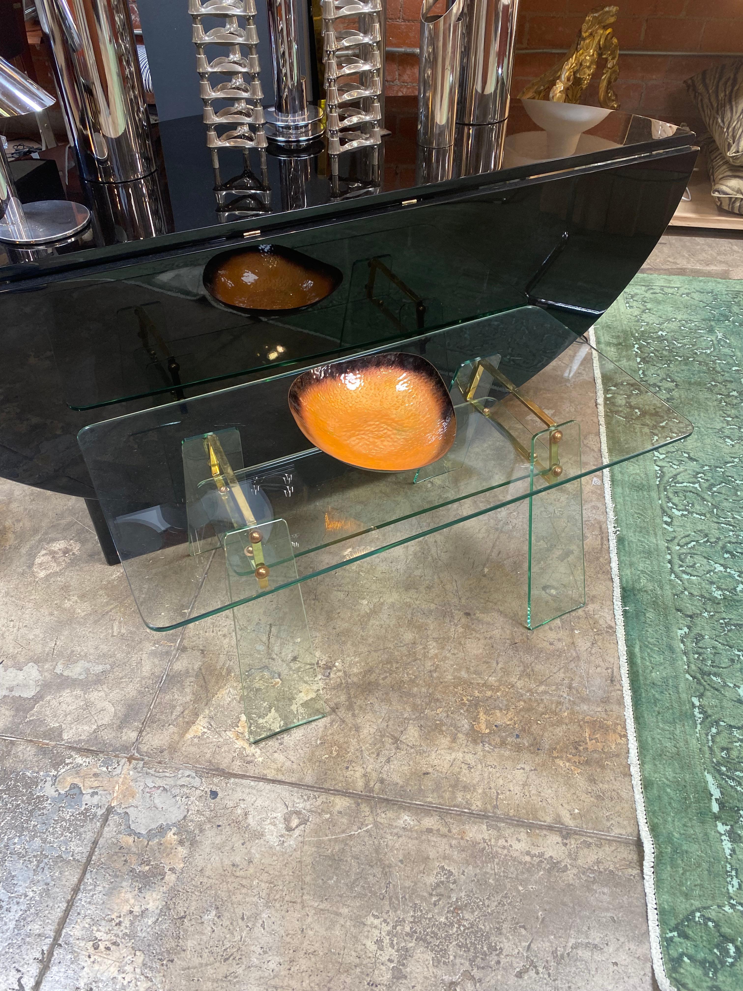 Pietro Chiesa Glass and Brass Italian Cocktail Table for Fontana Arte, 1930s 2