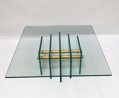 Pietro Chiesa Glass and Brass Italian Coffee Table for Fontana Arte, 1930s