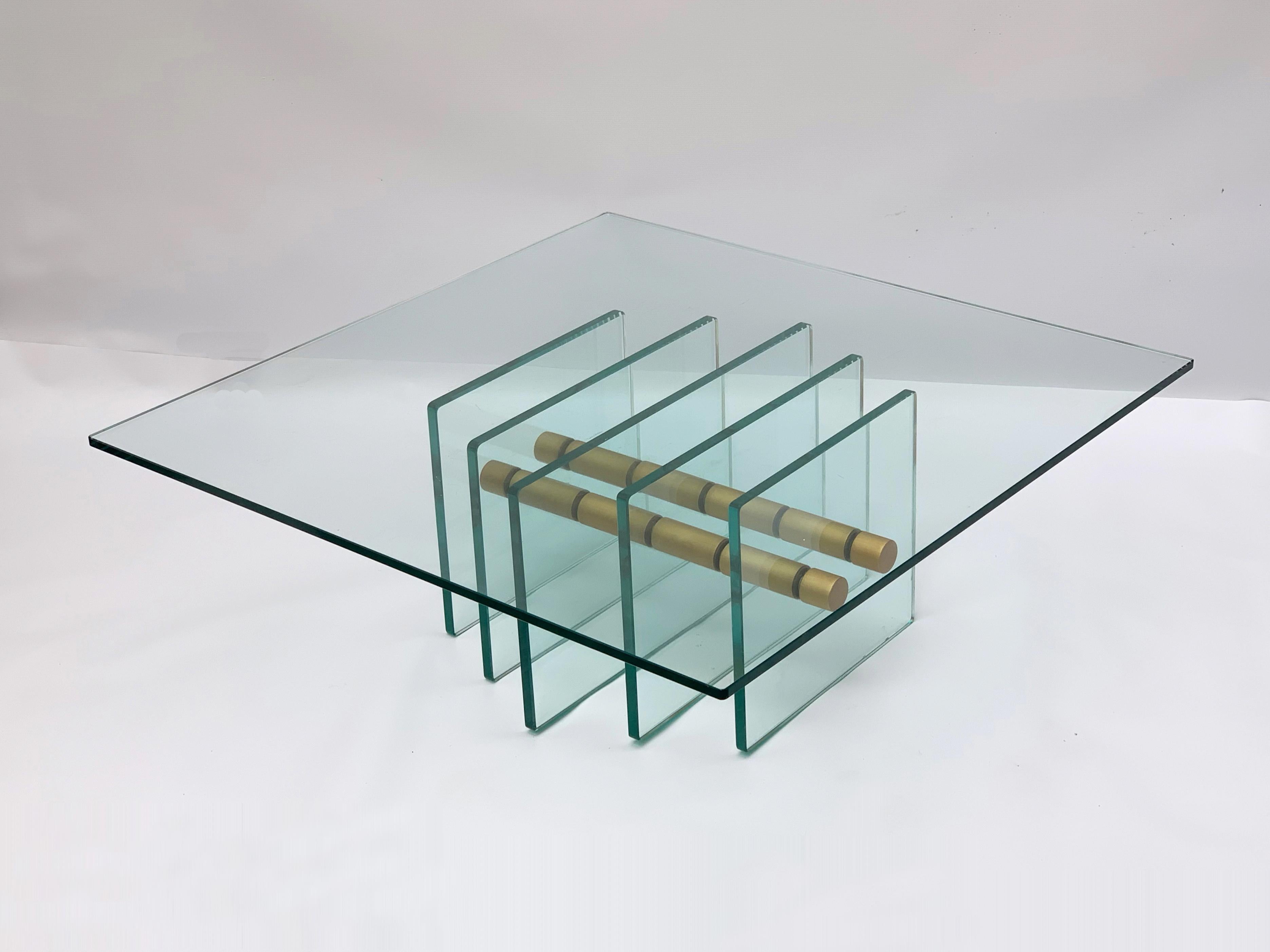 Pietro Chiesa Glass and Brass Italian Coffee Table for Fontana Arte, 1930s In Good Condition In Roma, IT