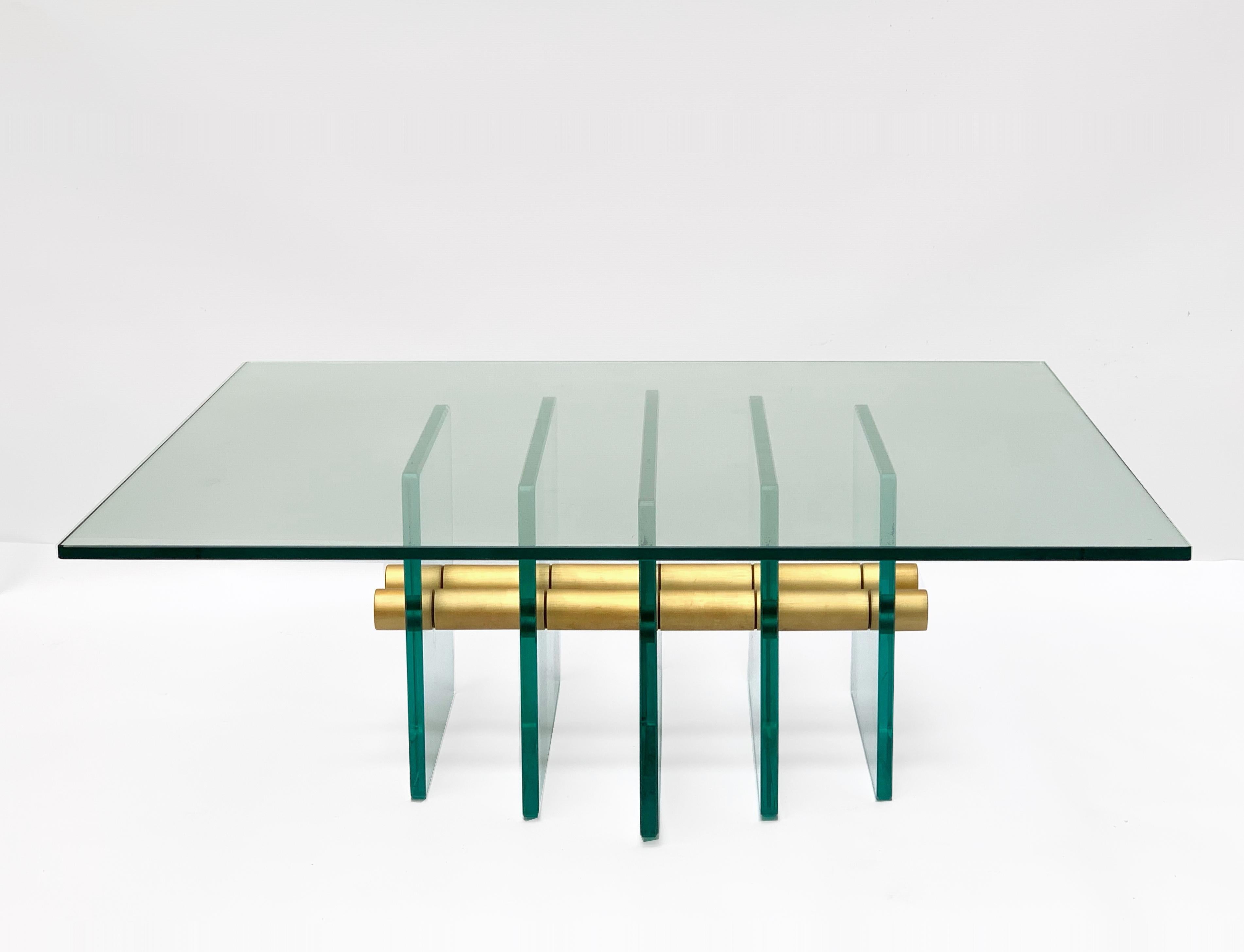 Mid-20th Century Pietro Chiesa Glass and Brass Italian Coffee Table for Fontana Arte, 1930s