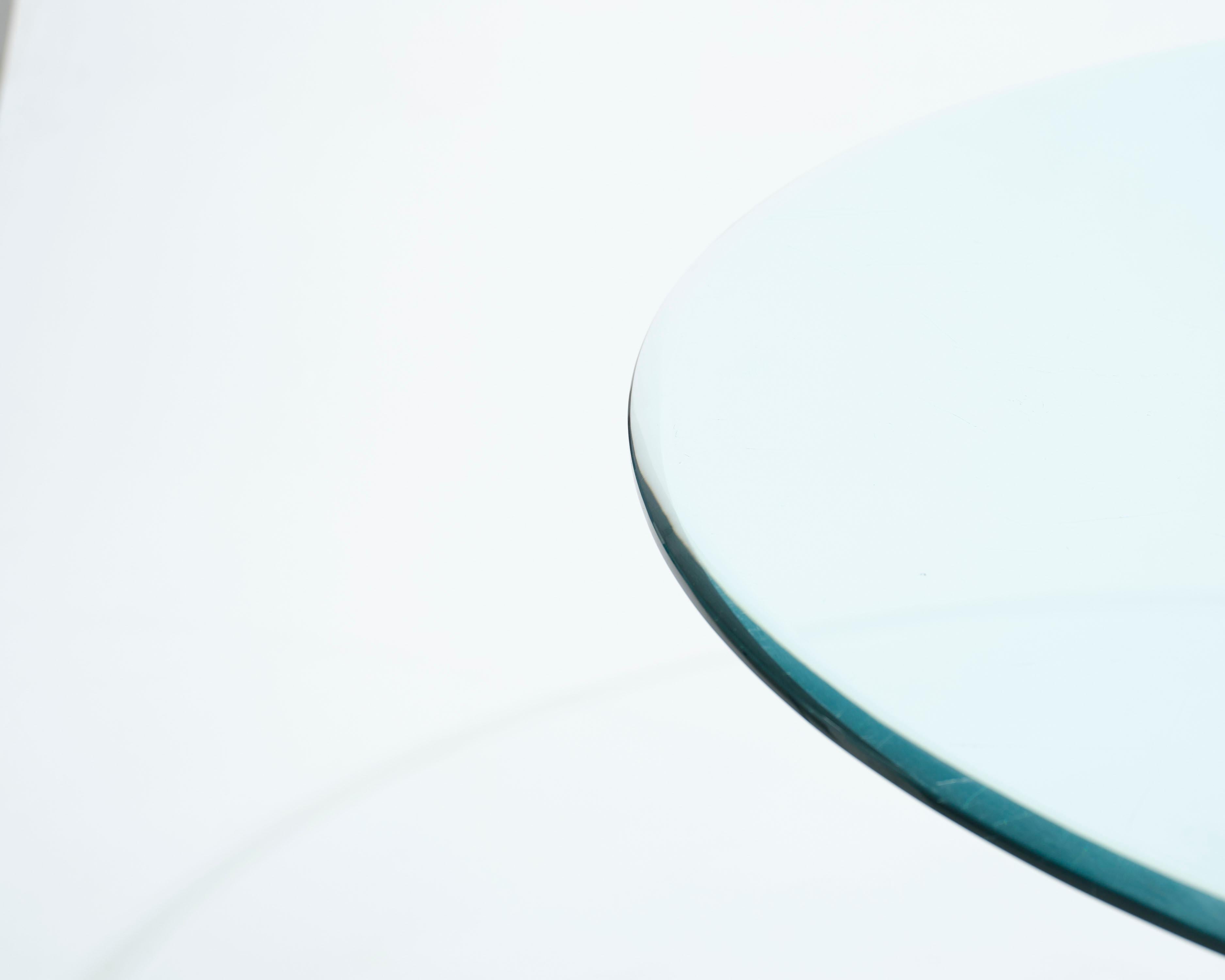 Metal Pietro Chiesa glass table, 1970s For Sale